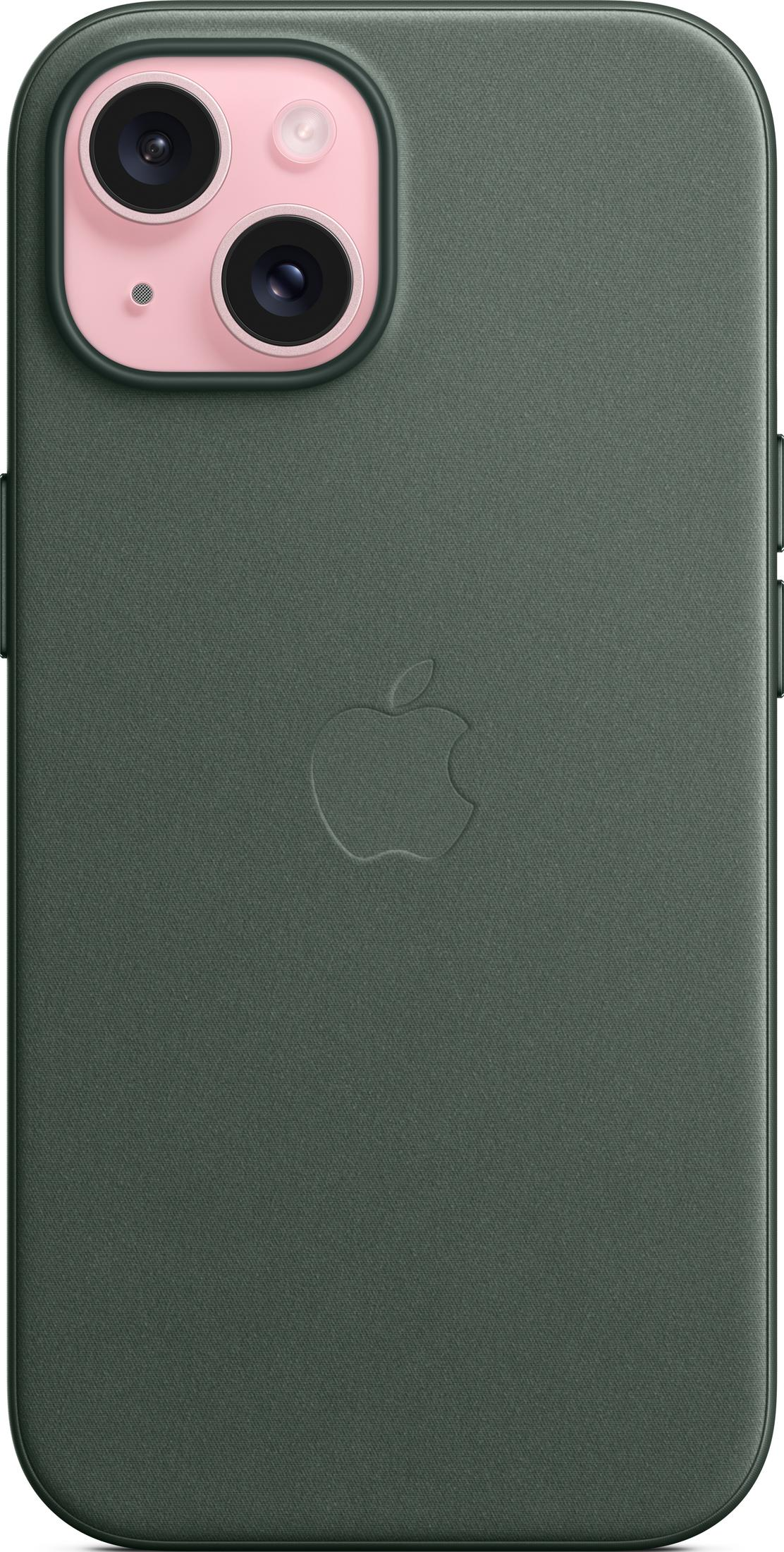 Dunkelgrüne Handyhülle mit Apple-Logo und Kamera-Ausschnitt.