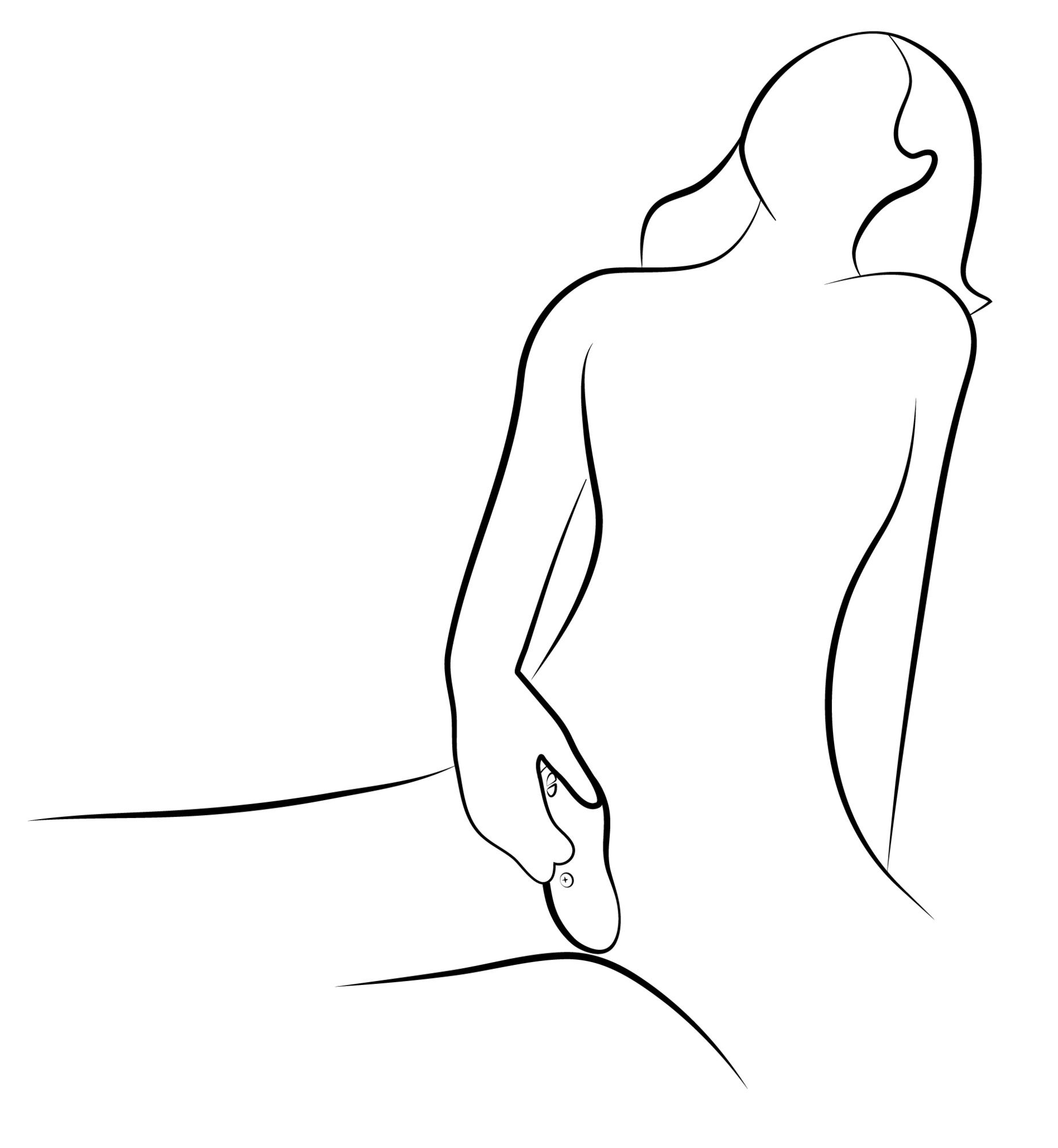 Kobieta z profilu dotykająca się.