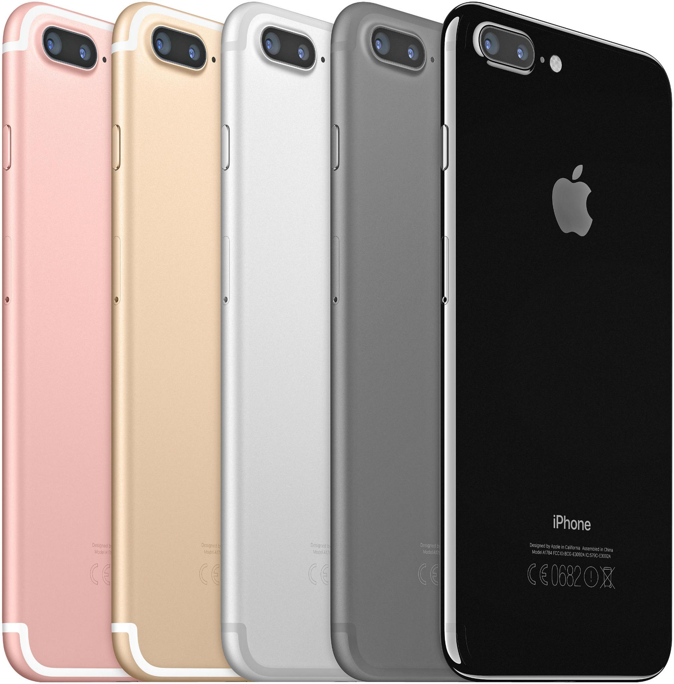 Pięć iPhone'ów w kolorze różowym, złotym, srebrnym, szarym i czarnym obok siebie.