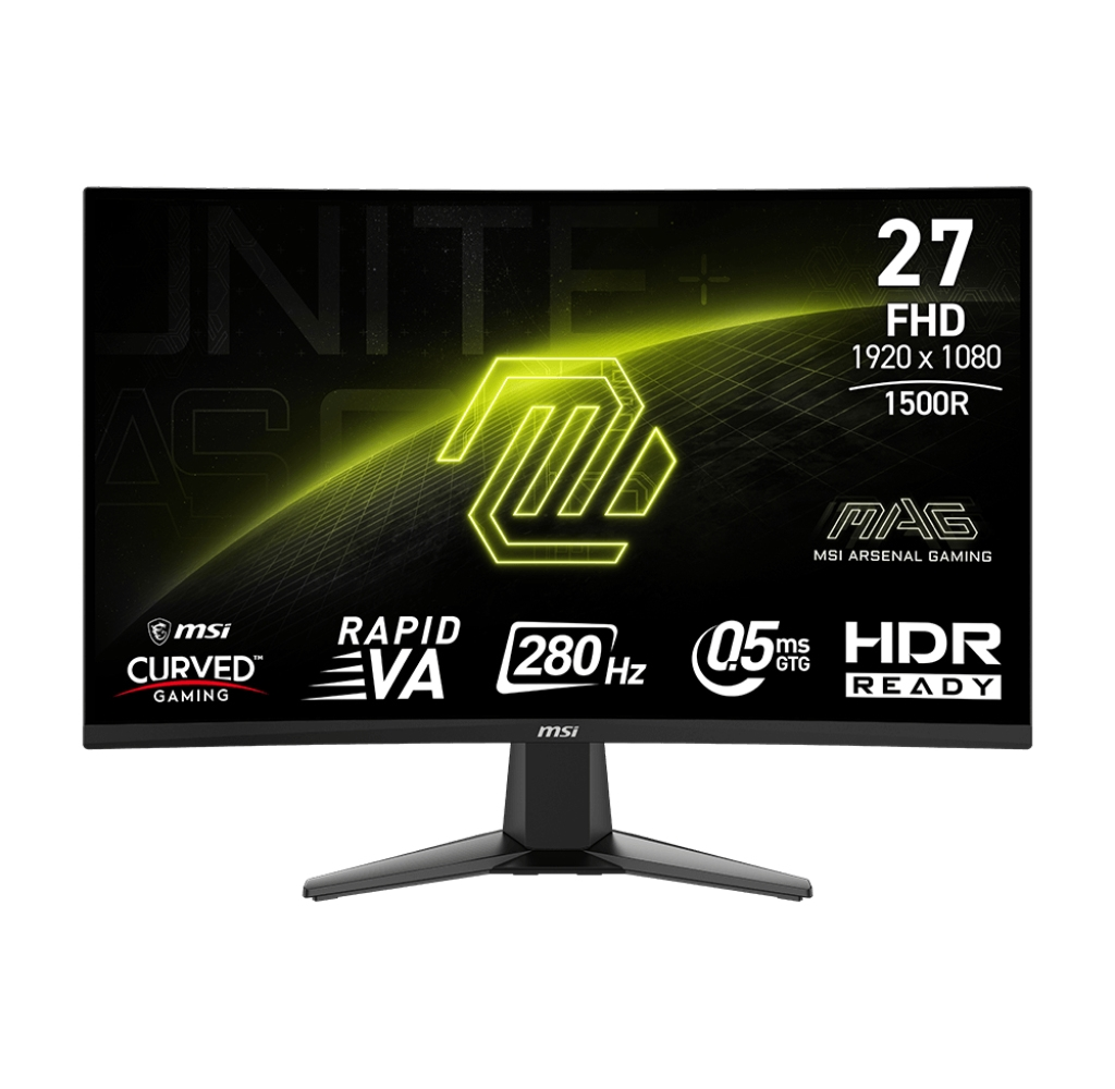 MSI MAG 276CXF Curved VA 27 inç Full-HD 0,5 ms 280 Hz Gaming Monitör Siyah