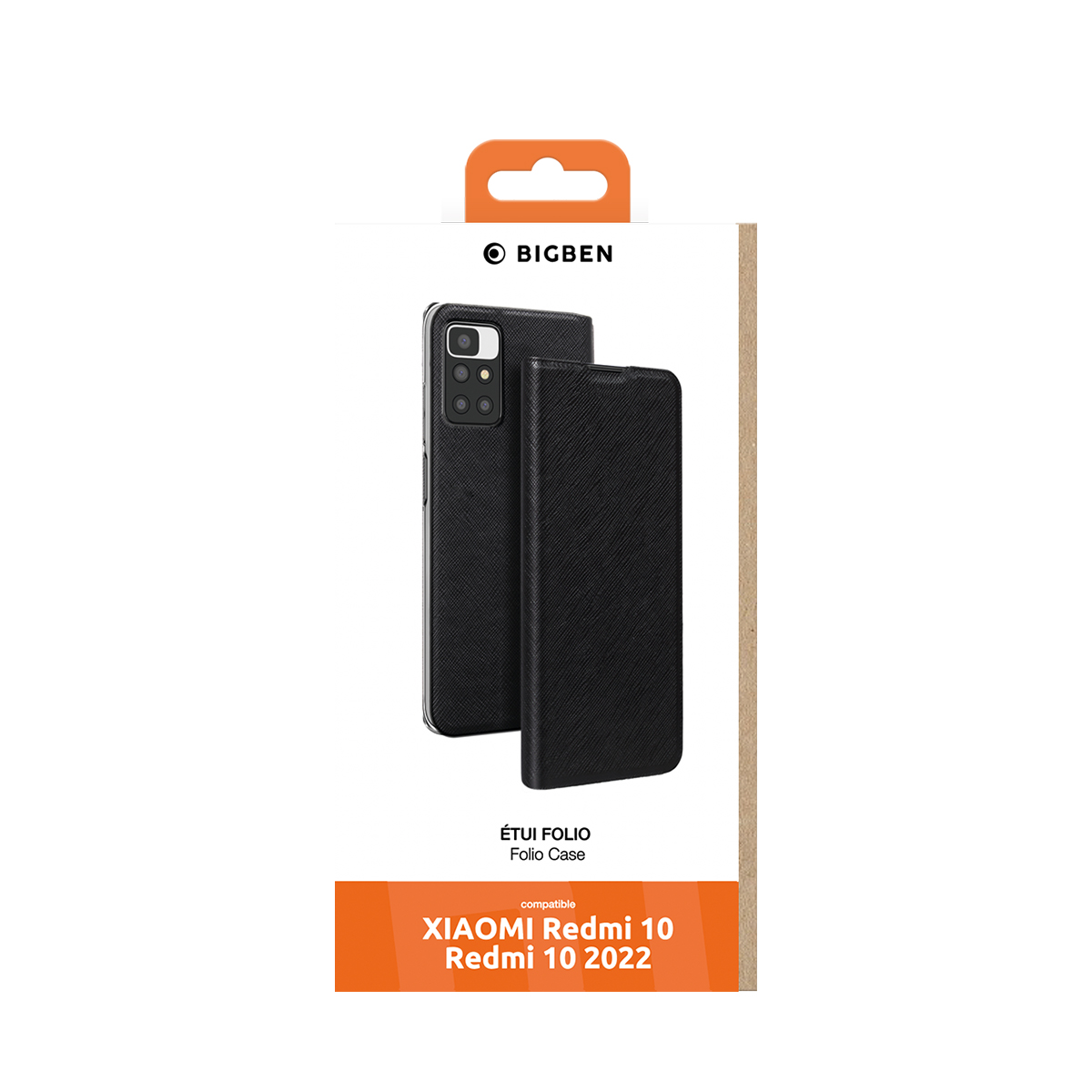 Custodia a libro nera per Xiaomi Redmi 10, marca BIGBEN.