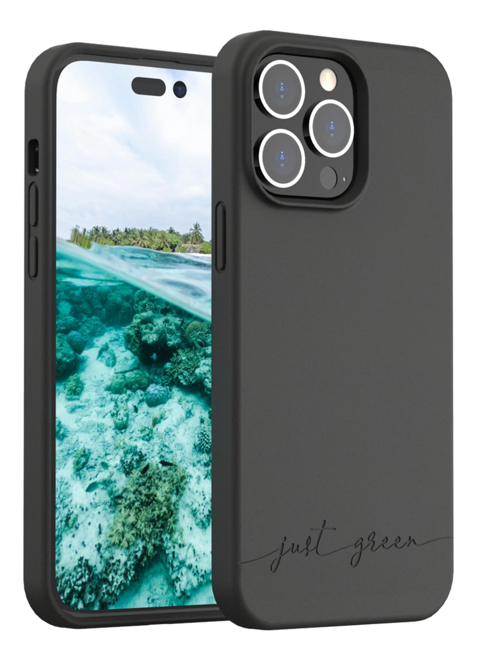 Schwarze Handyhülle mit Kamera-Array und Unterwasser-Landschaft.