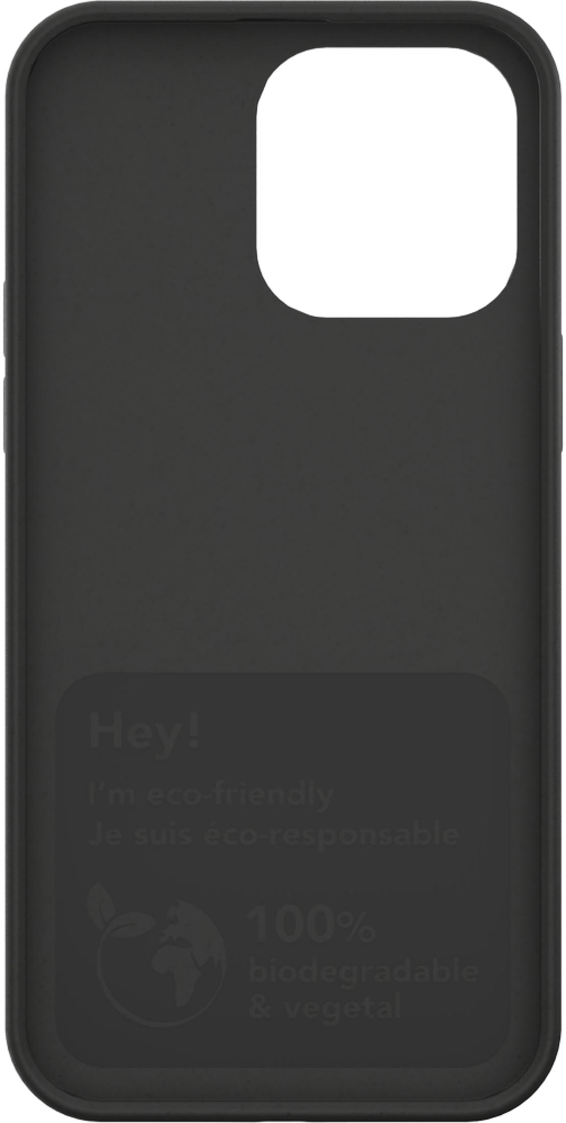 Schwarze Handyhülle mit Aufschrift "Hey! Ich bin umweltfreundlich".