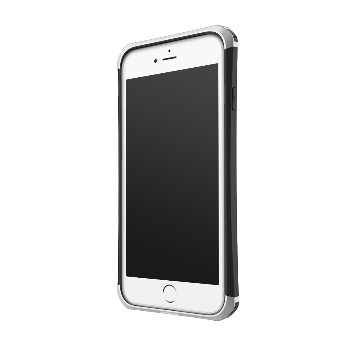 Un iPhone nero con cornice argentata, adagiato su una superficie bianca.