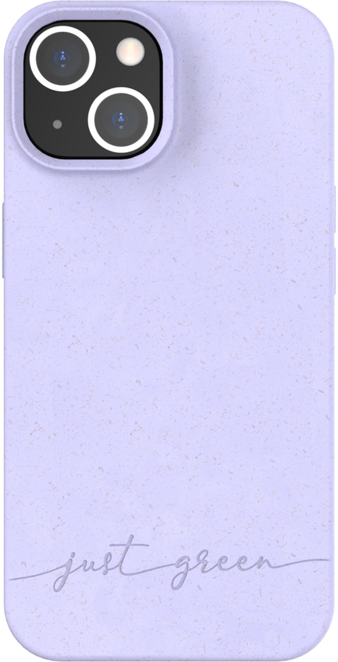 Custodia viola per telefono con fotocamera e testo.