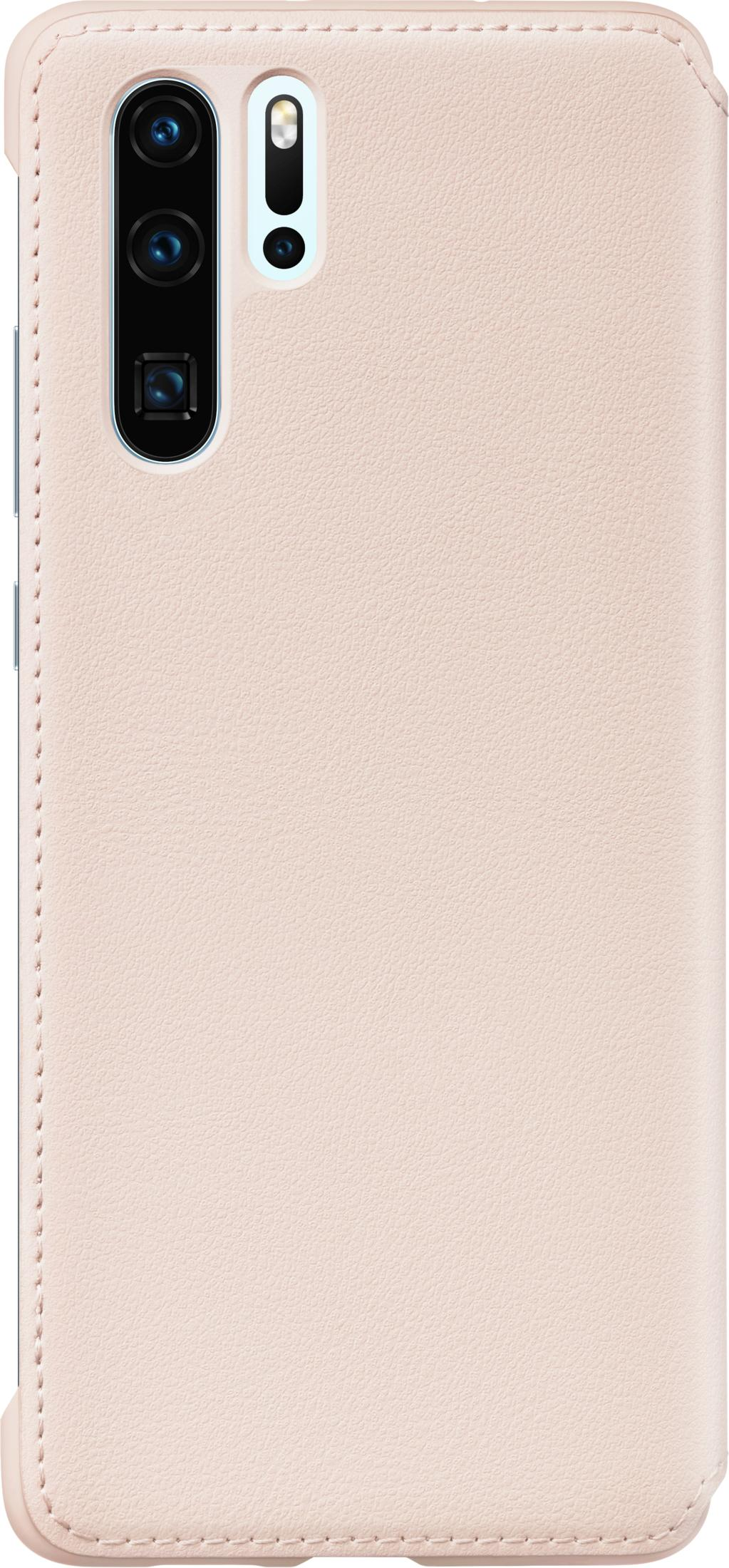 Una cover rosa chiaro per telefono con ritaglio fotocamera e flash.