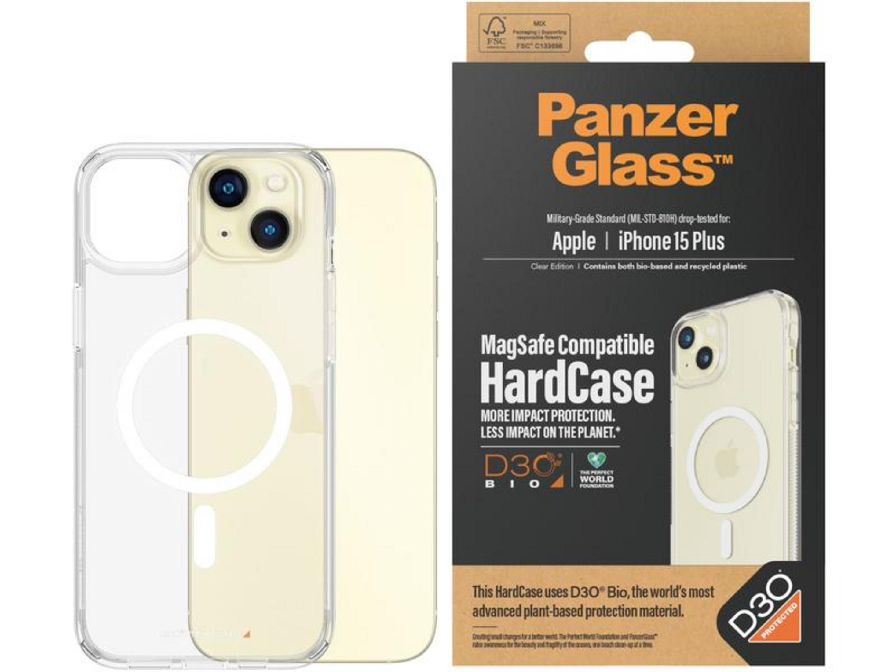 Panzer Glass Hülle für iPhone 15 Plus, klar, MagSafe-kompatibel, D3O Bio.