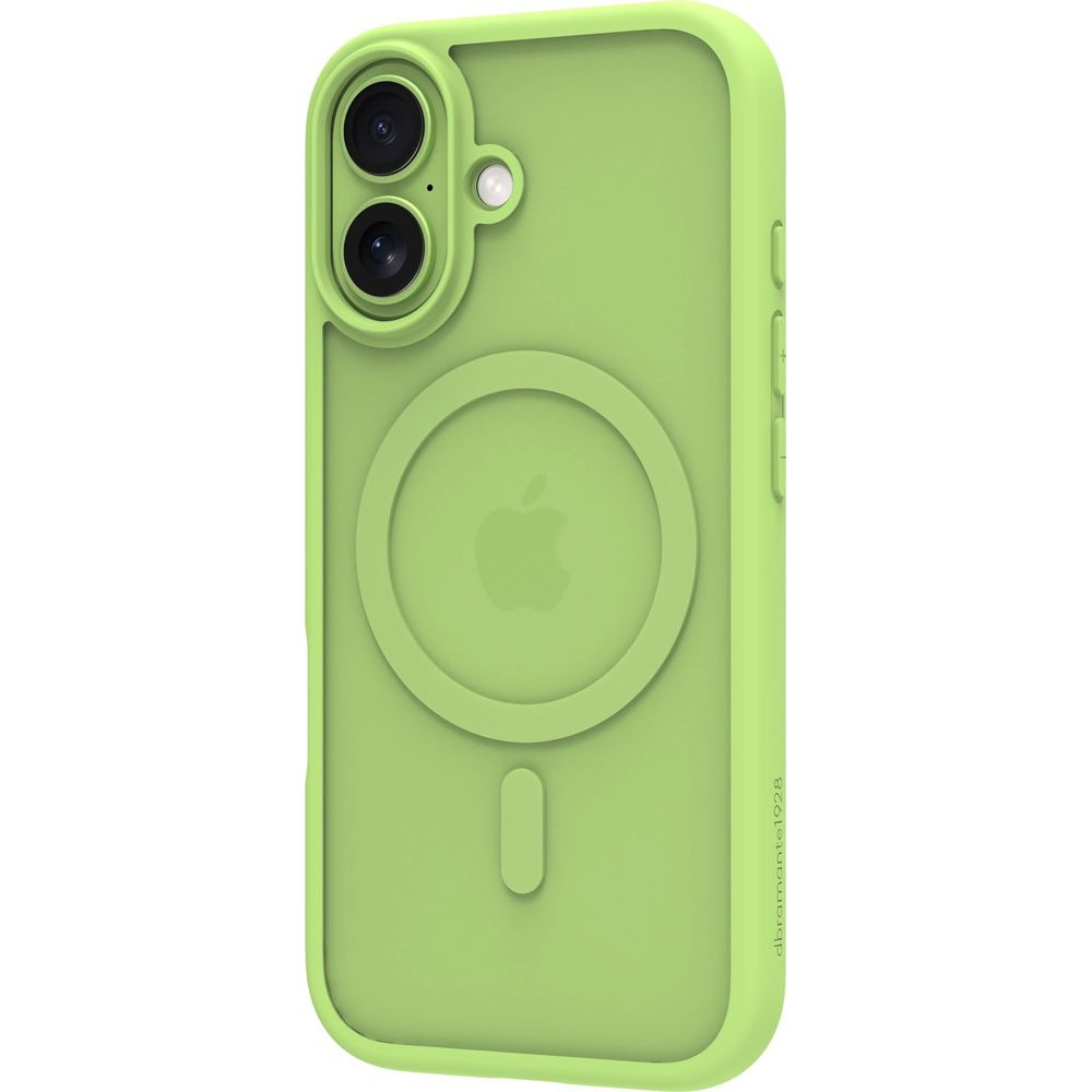 Custodia verde chiaro per iPhone con ritaglio fotocamera e anello magnetico.