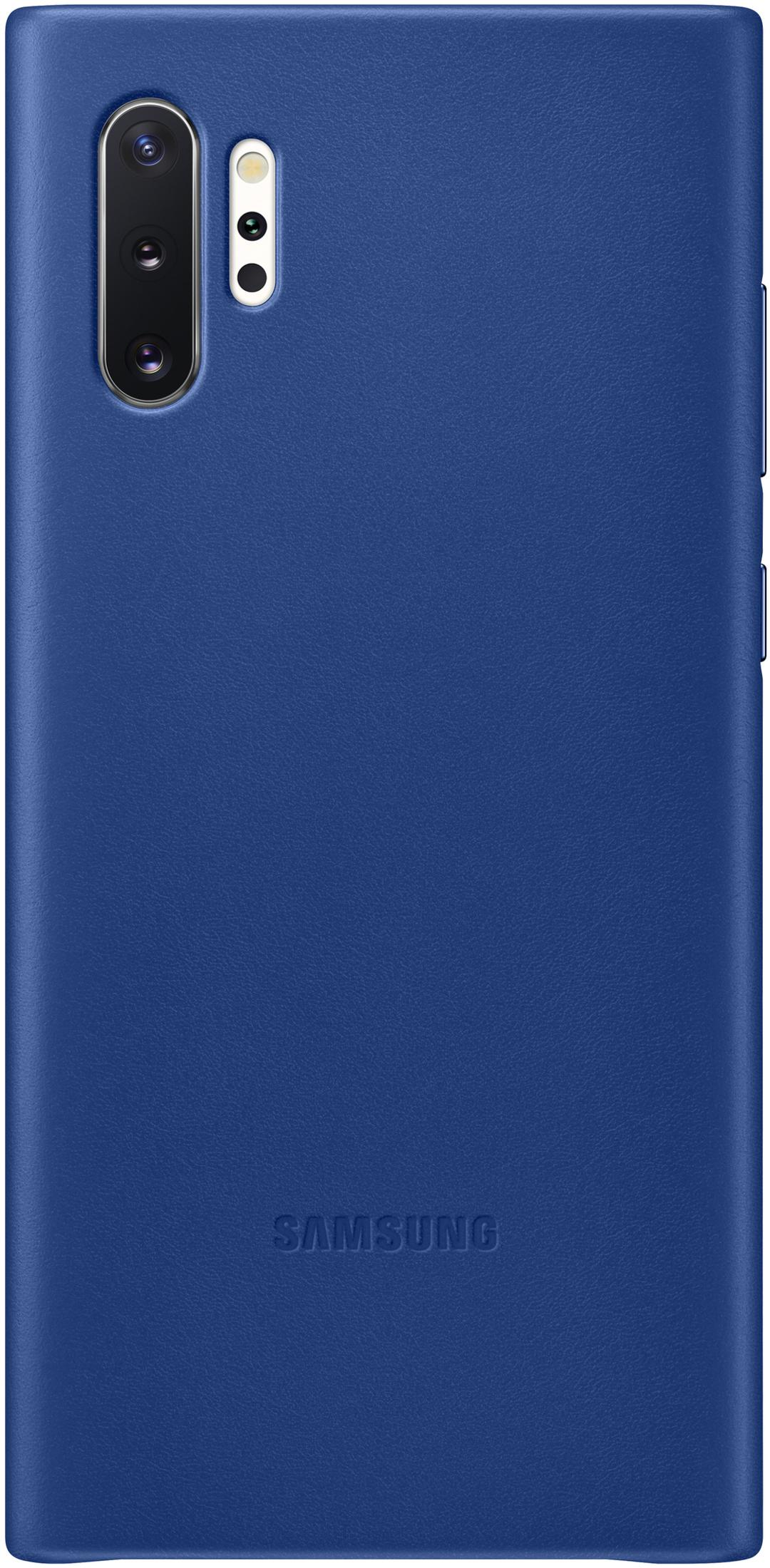 Eine blaue Handyhülle mit Kameras und dem Samsung-Logo.