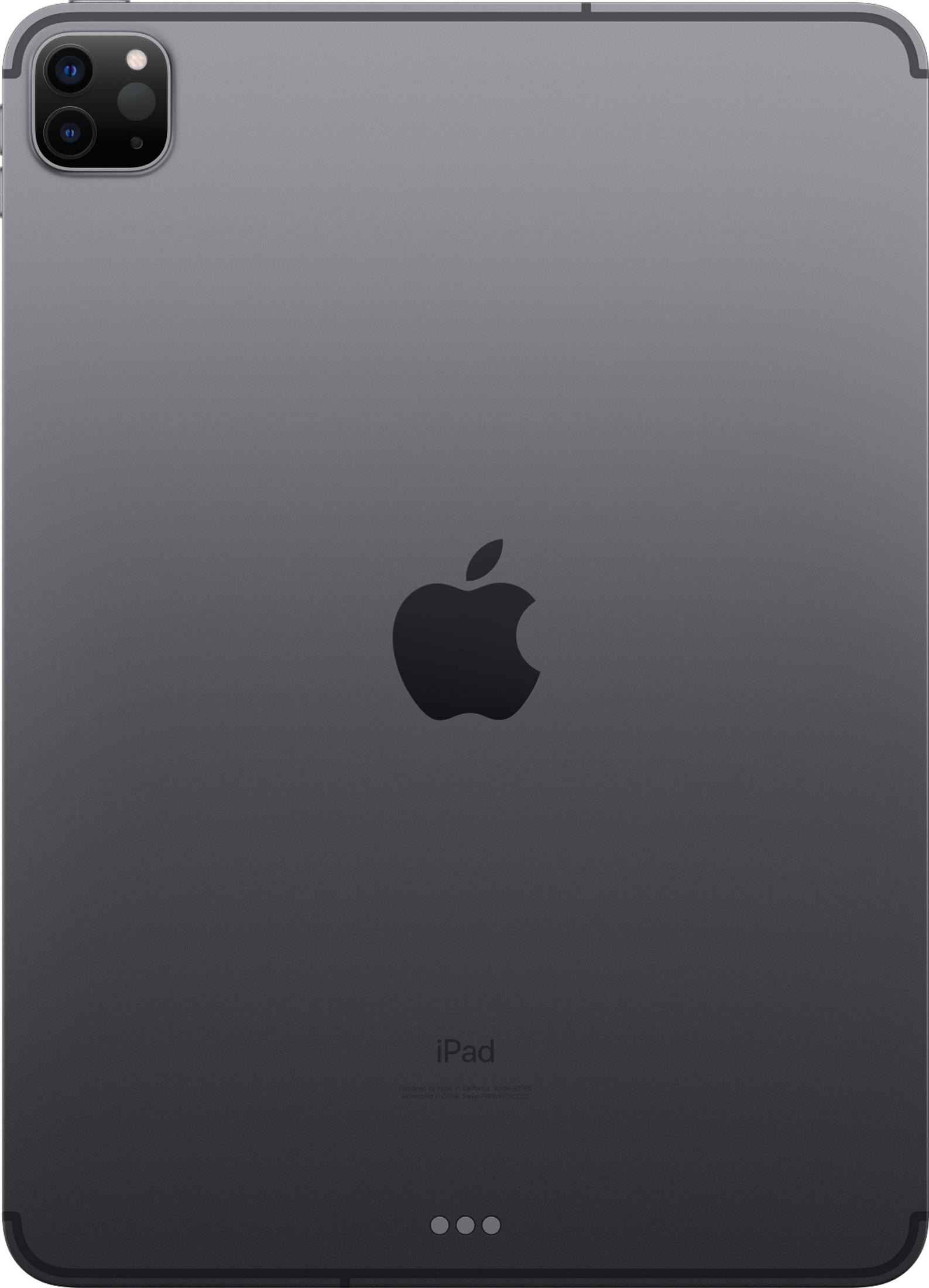 Retro di un iPad scuro con logo Apple e array di fotocamere.
