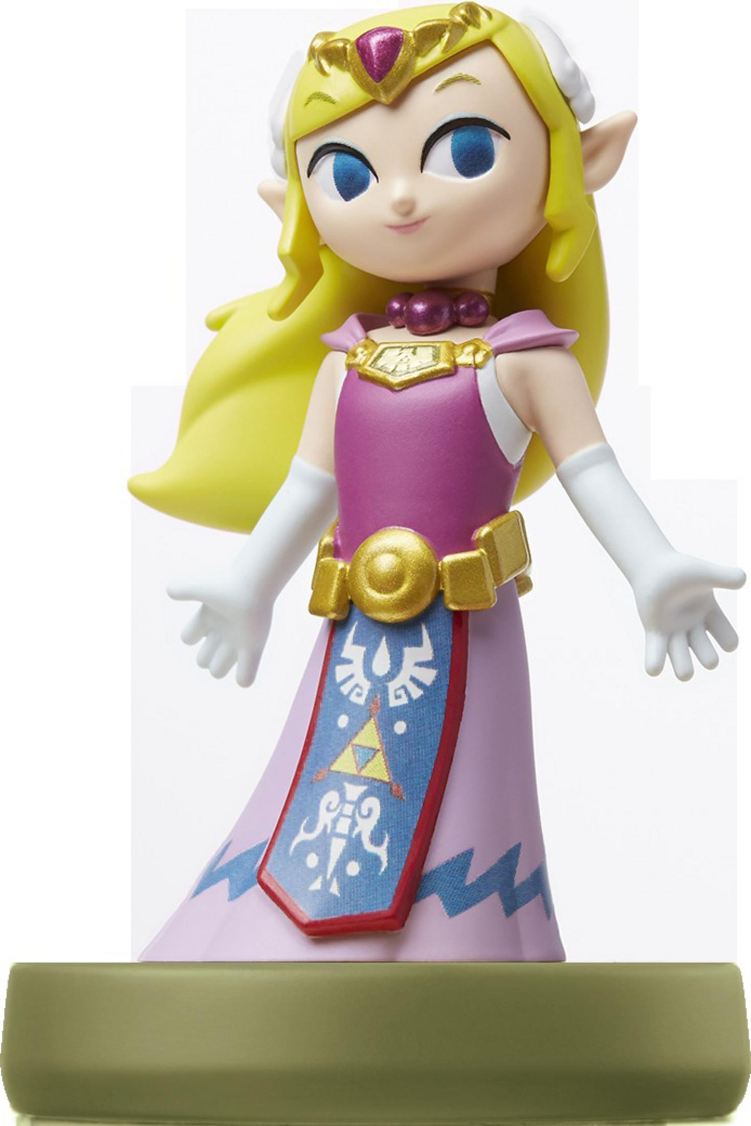 Eine Figur von Prinzessin Zelda mit blonden Haaren, blauen Augen und lila Kleid.