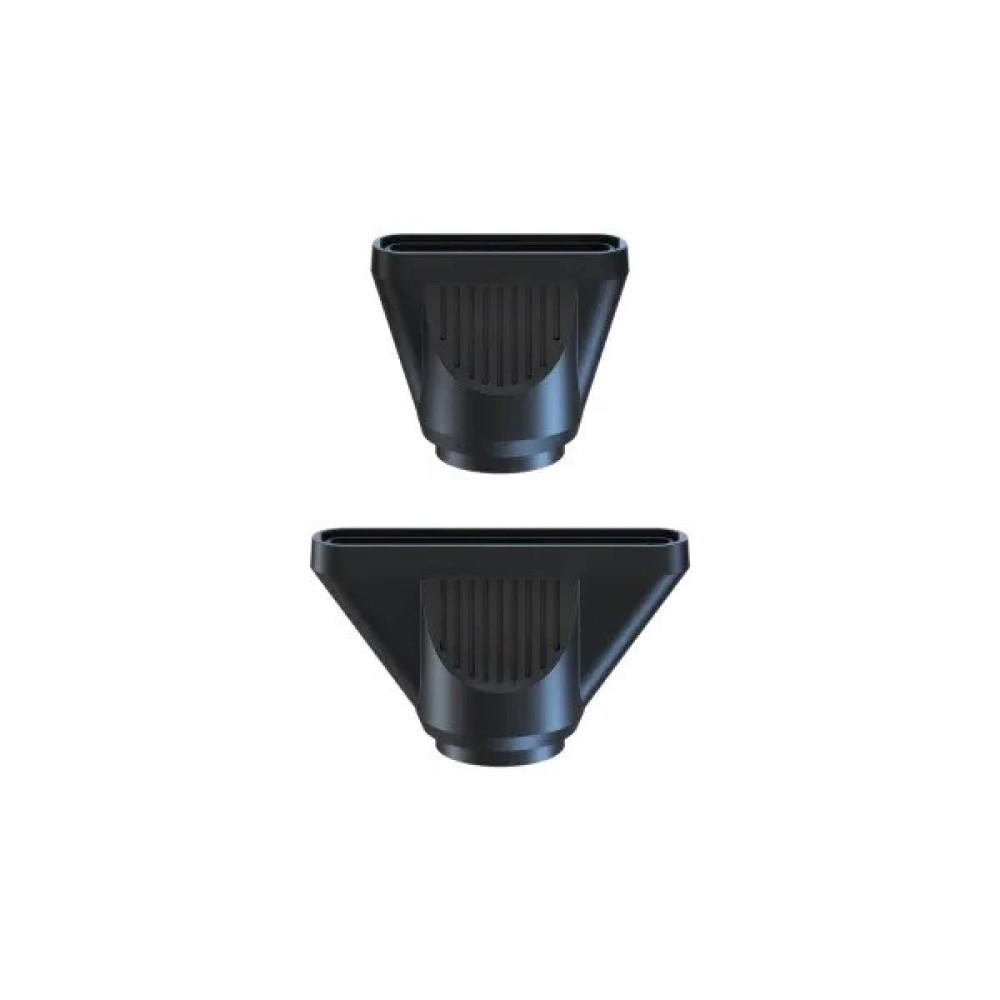 Dwa czarne dysze do suszarki do włosów na białym tle.