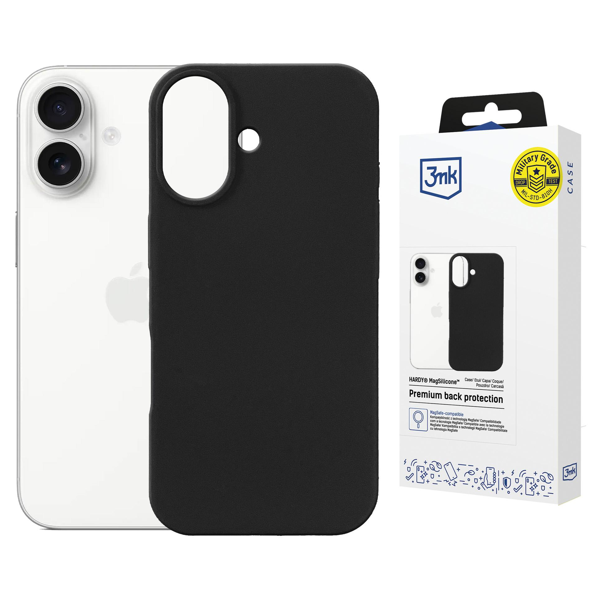 Czarne etui na telefon obok białego smartfona.