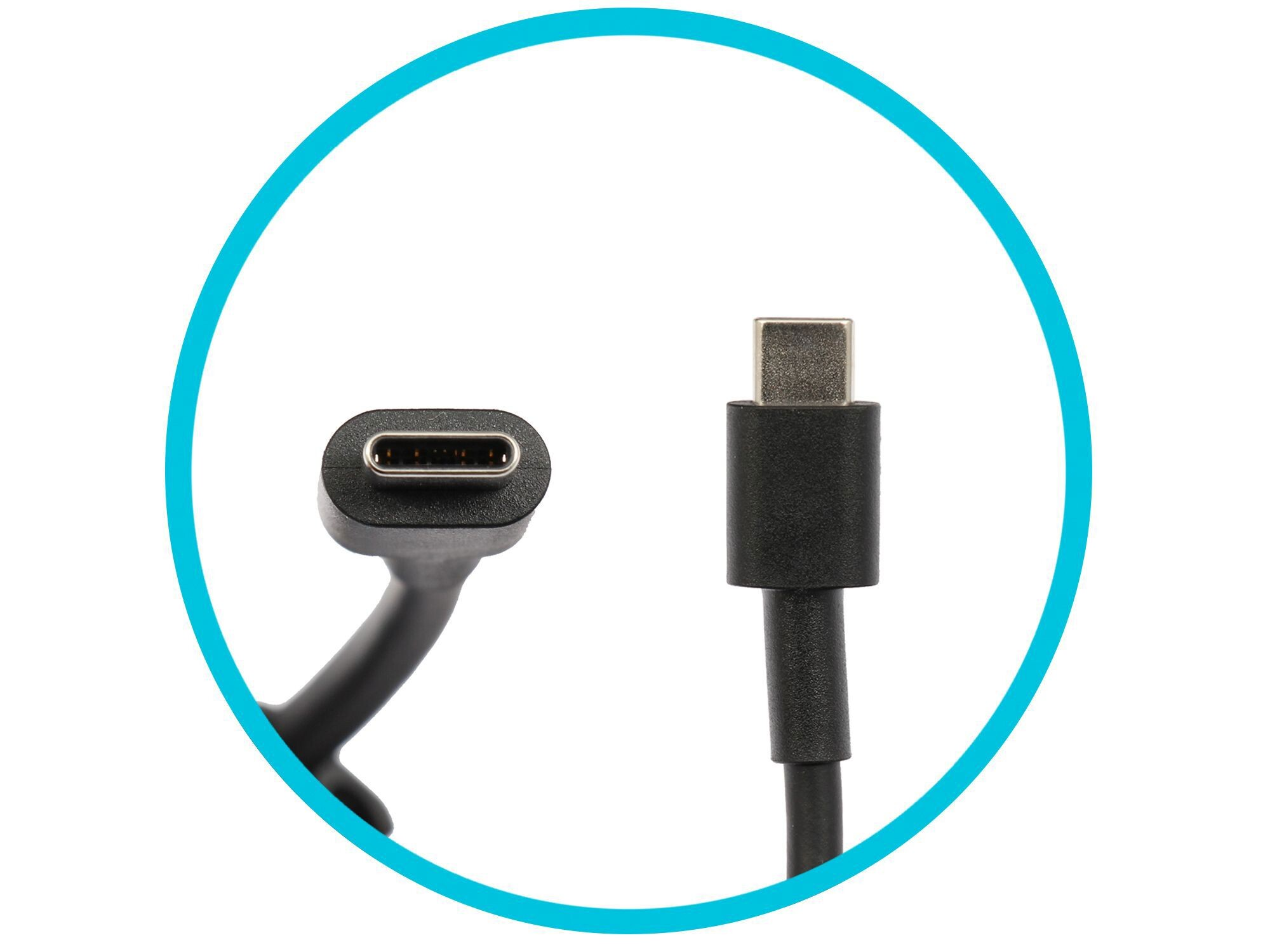 Ein USB-C-Stecker und eine USB-C-Buchse auf weißem Hintergrund.