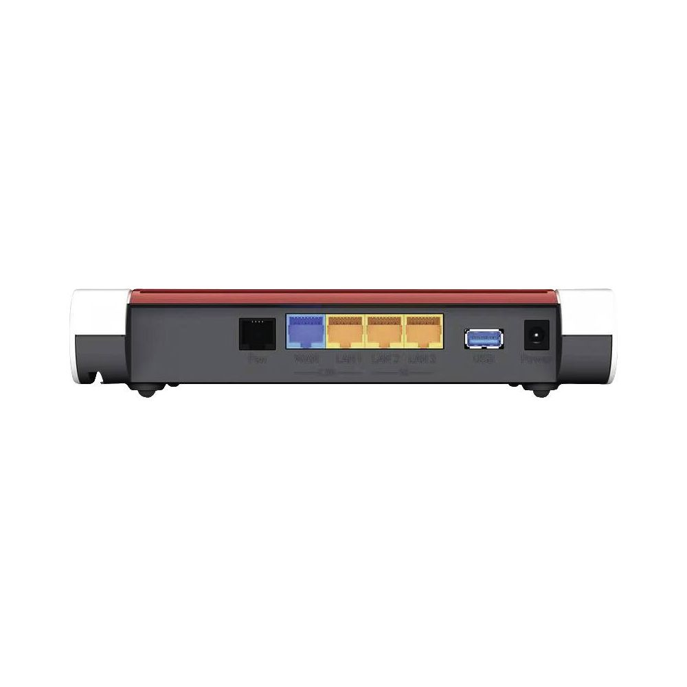 Ein Router mit Anschlüssen für Strom, USB, LAN 1-3 und WAN.
