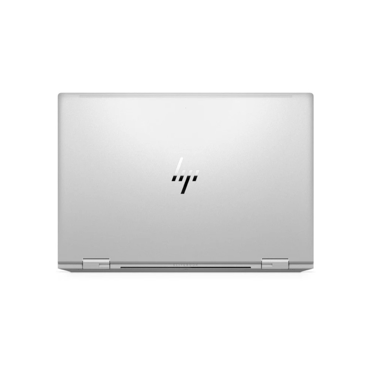 Geschlossener silberner HP EliteBook Laptop mit Logo auf der Oberseite.