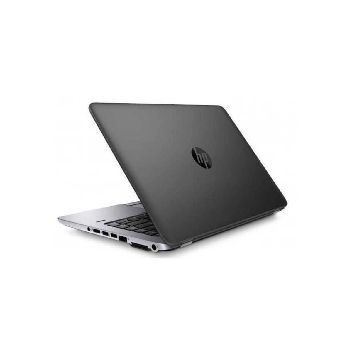 Ein geschlossener, dunkler HP Laptop mit dem Logo auf dem Deckel.