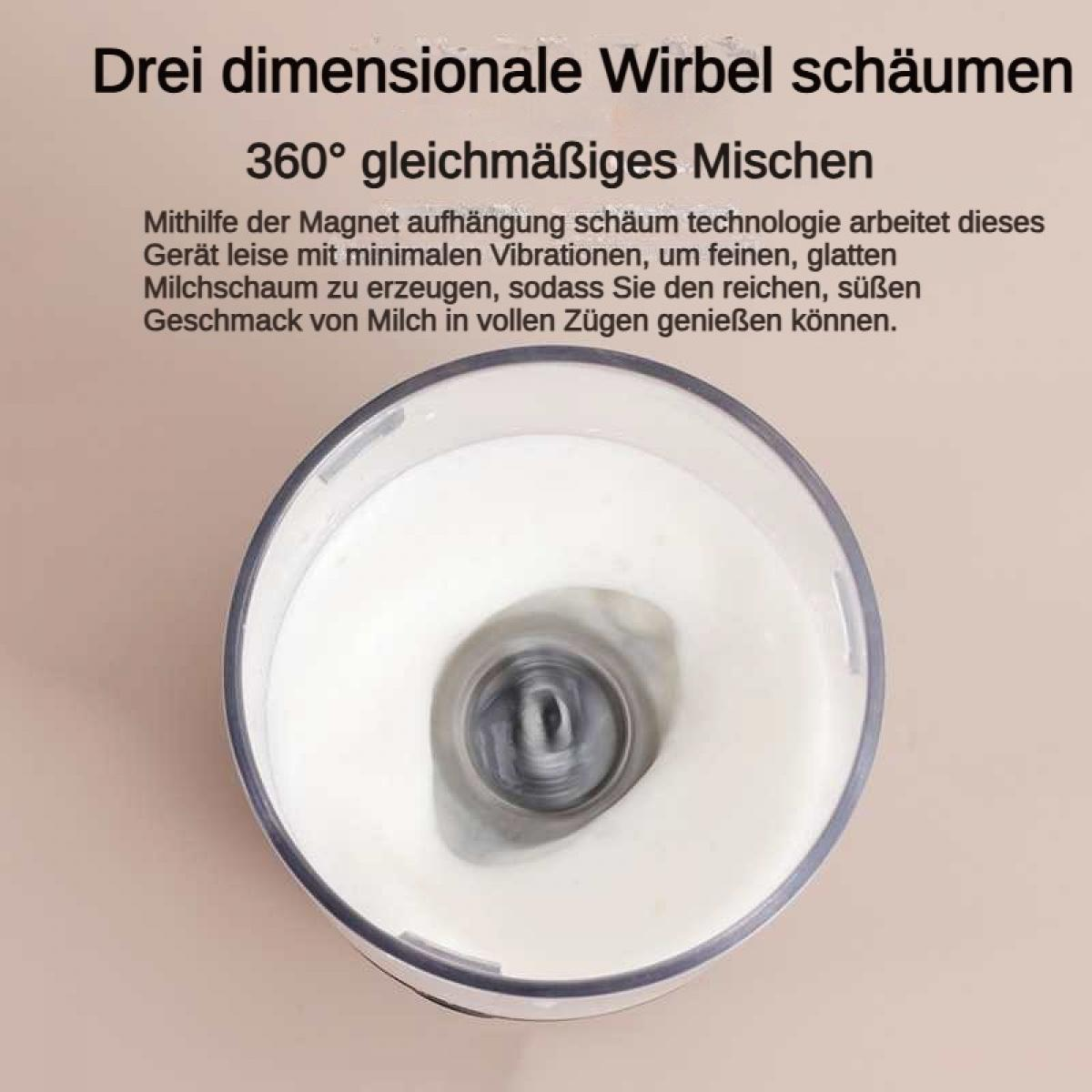 Ein Milchaufschäumer mit weißem Schaum im Behälter.