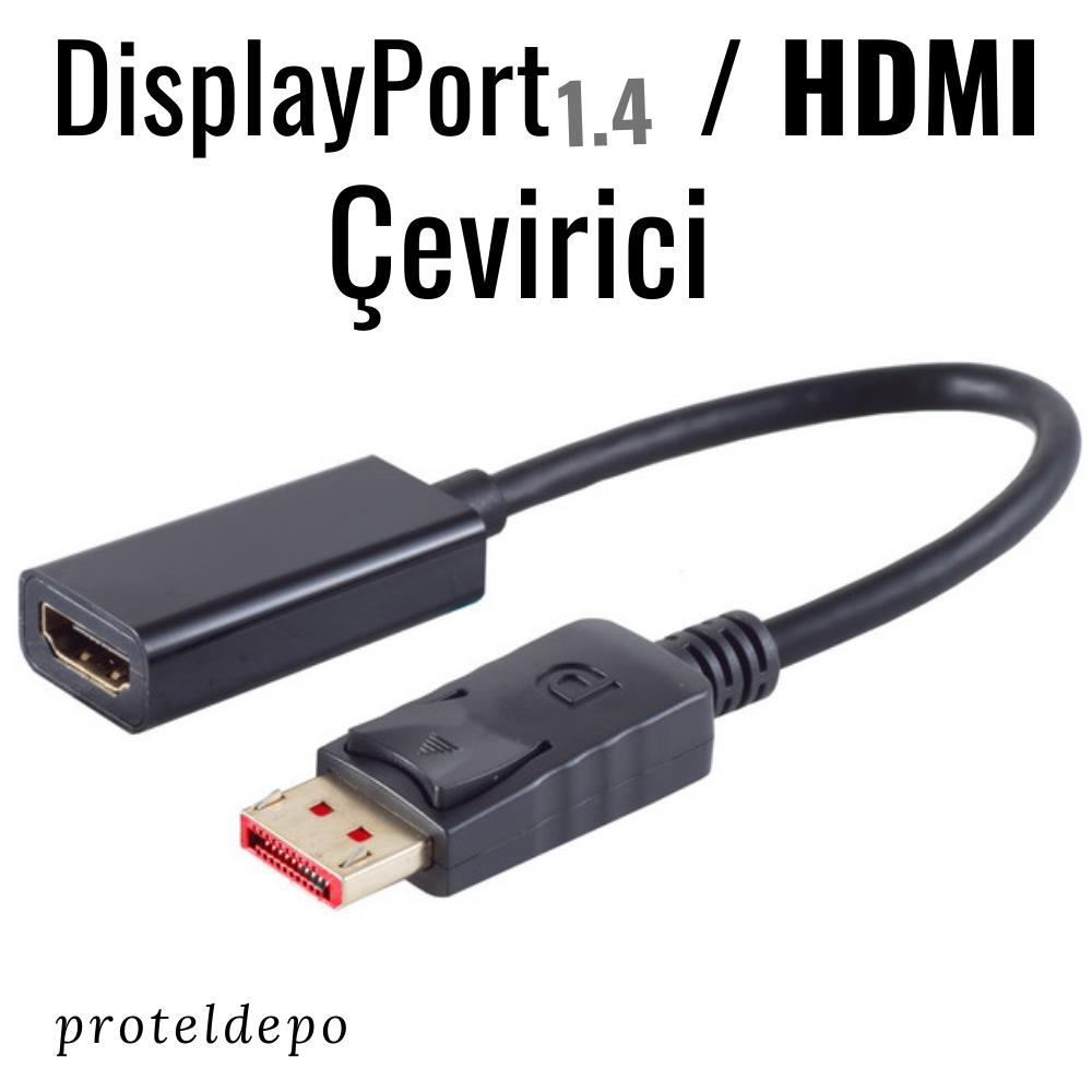 DisplayPort 1.4 - HDMI dönüştürücü, siyah kablolar ve konnektörler.
