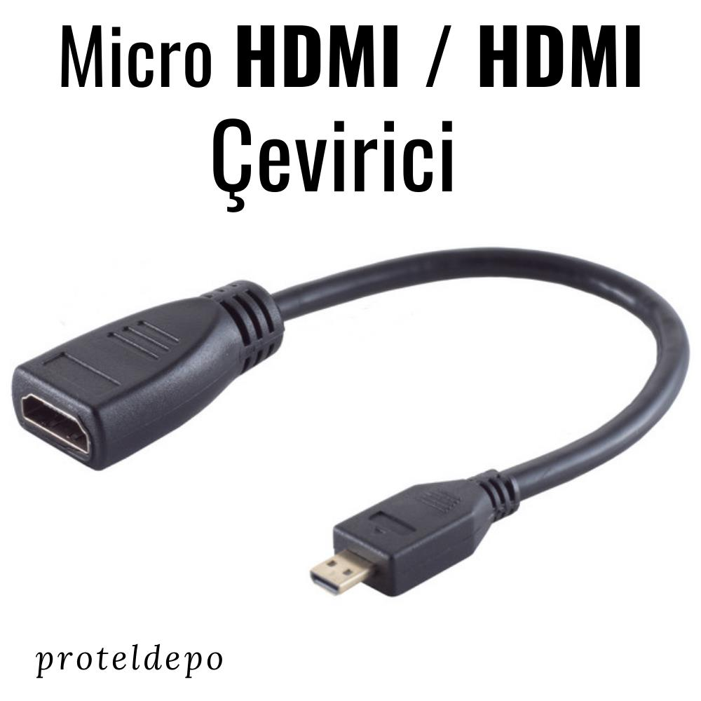 Konnektörlü siyah Micro HDMI - HDMI adaptör kablosu.