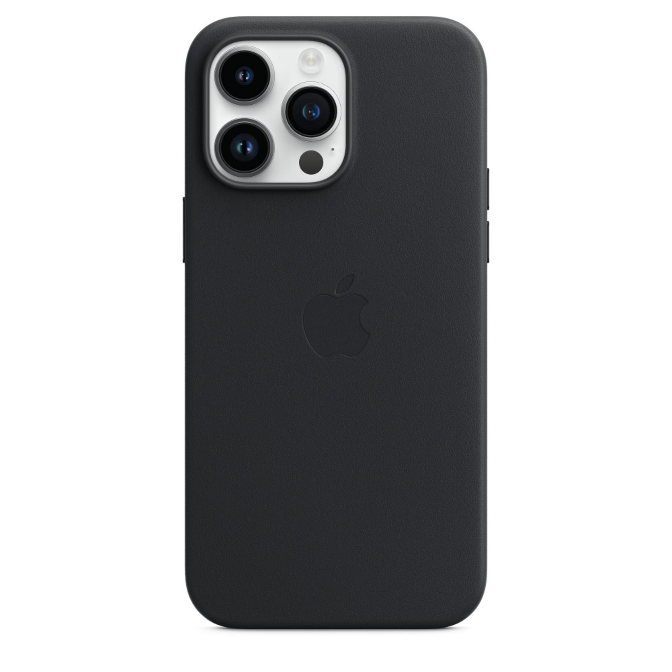 Schwarze iPhone-Hülle mit Kameramodul und Apple-Logo.