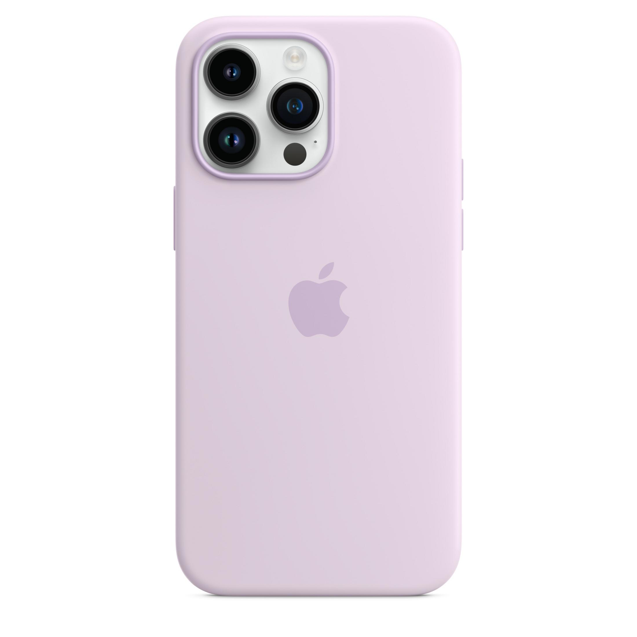 Lila iPhone Hülle mit Kameralinsen und Apple-Logo.