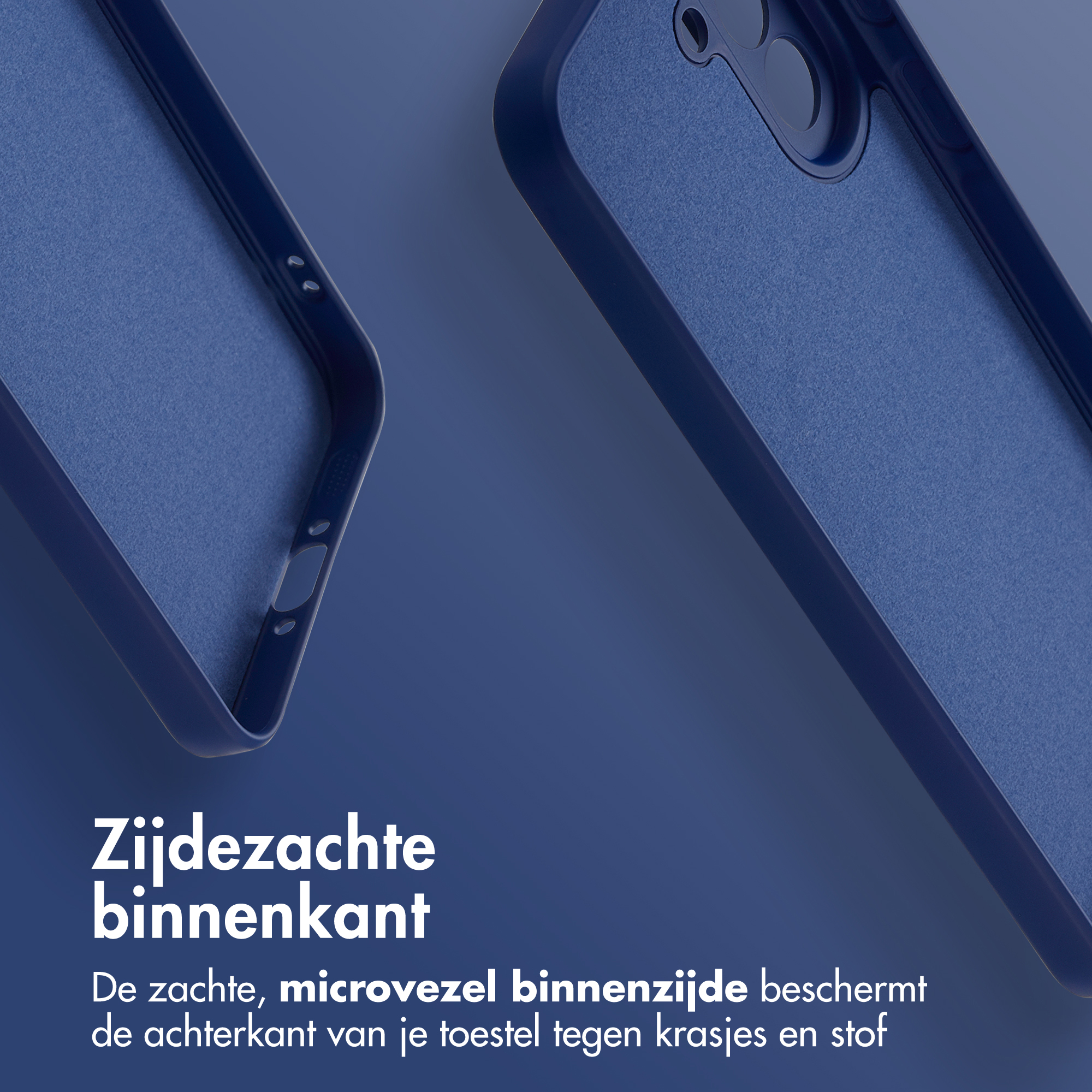 Coque de téléphone bleu foncé avec doublure en microfibre douce. Protège des rayures.