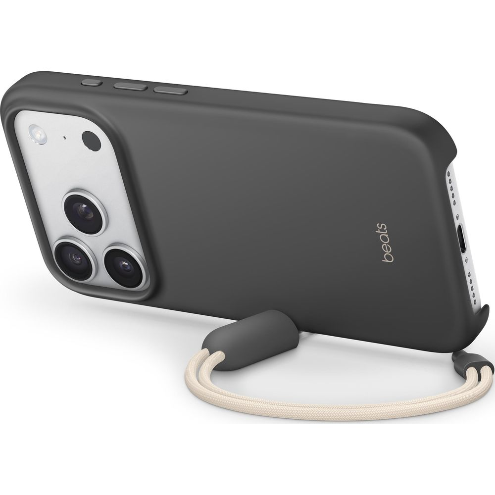 Ciemnoszare etui na telefon z 3 aparatami i pętlą.