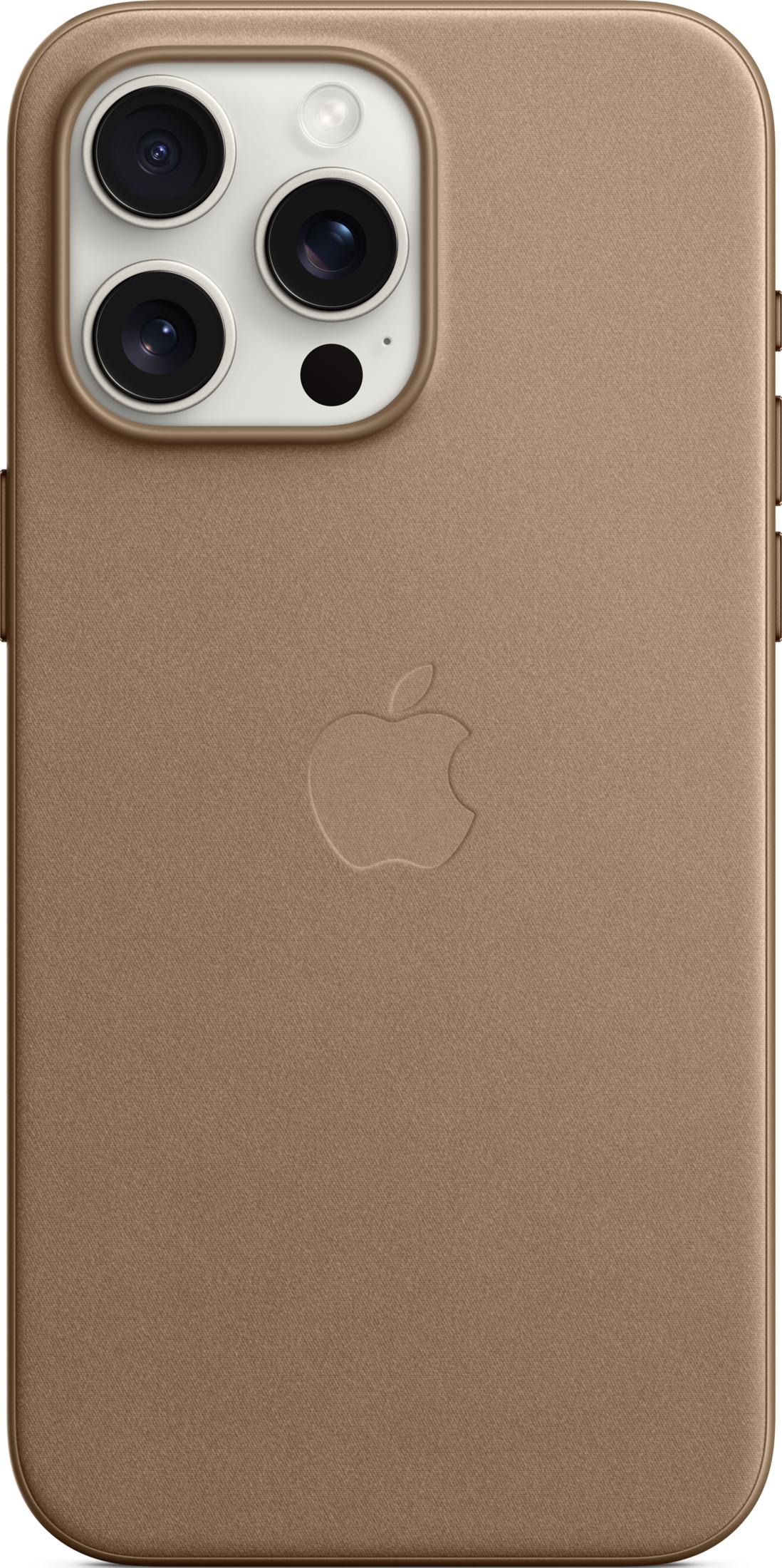 Gouden telefoonhoesje met Apple-logo en drievoudige camera.