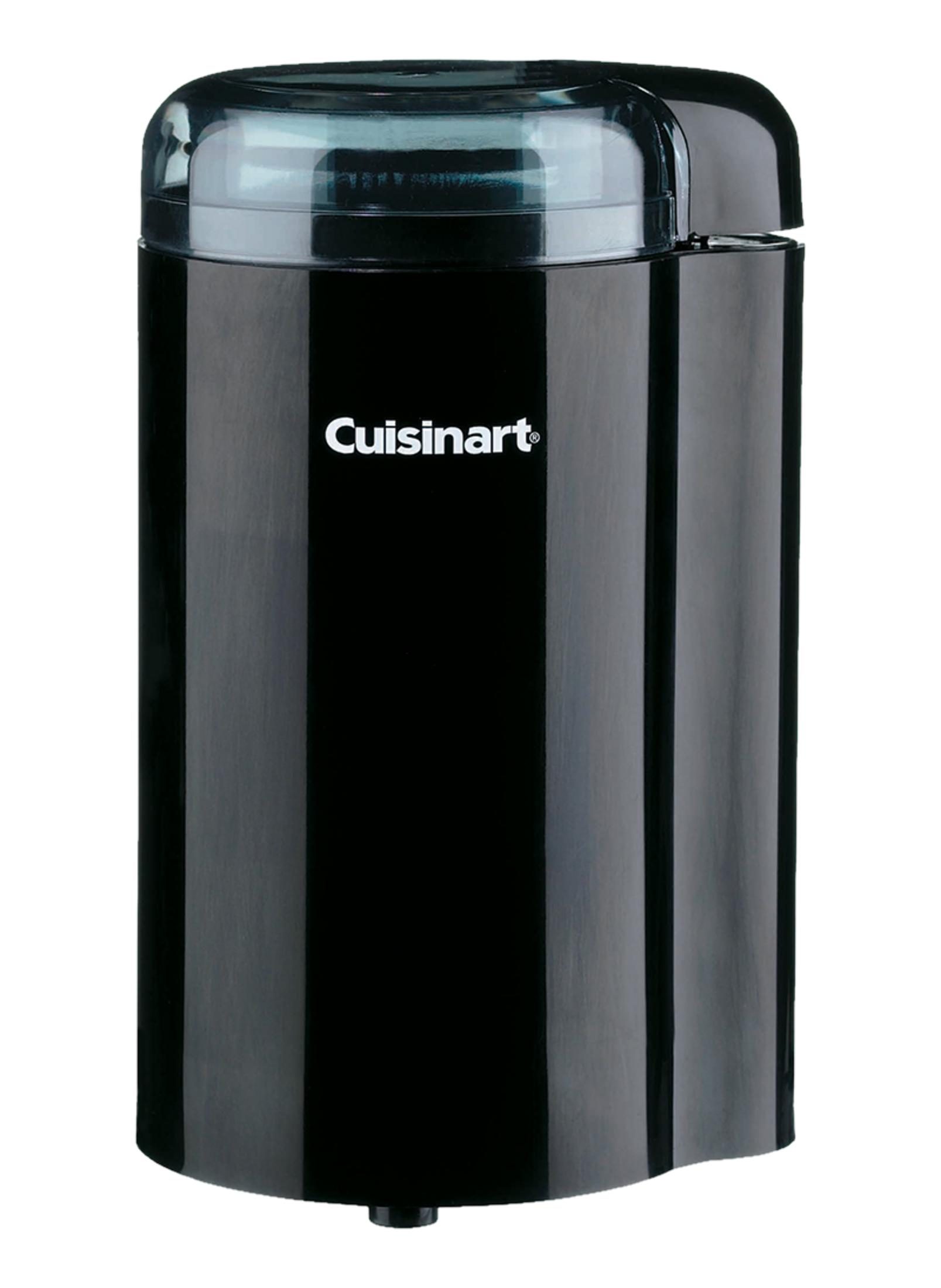 Schwarzer Cuisinart Gewürz- und Kaffeemühle mit durchsichtigem Deckel.