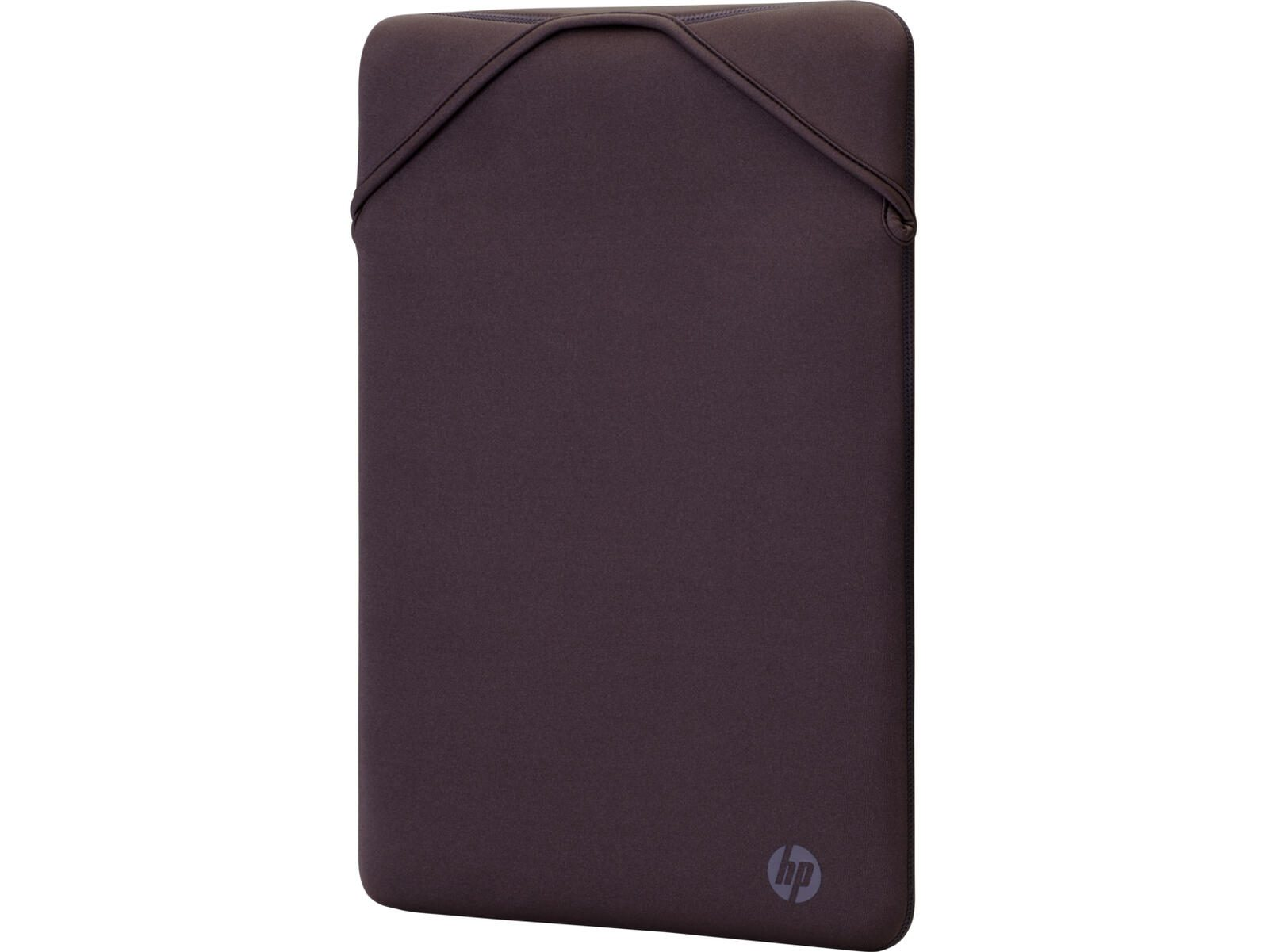 Koyu gri HP dizüstü bilgisayar kılıfı, dikiş detayları ve HP logosu.