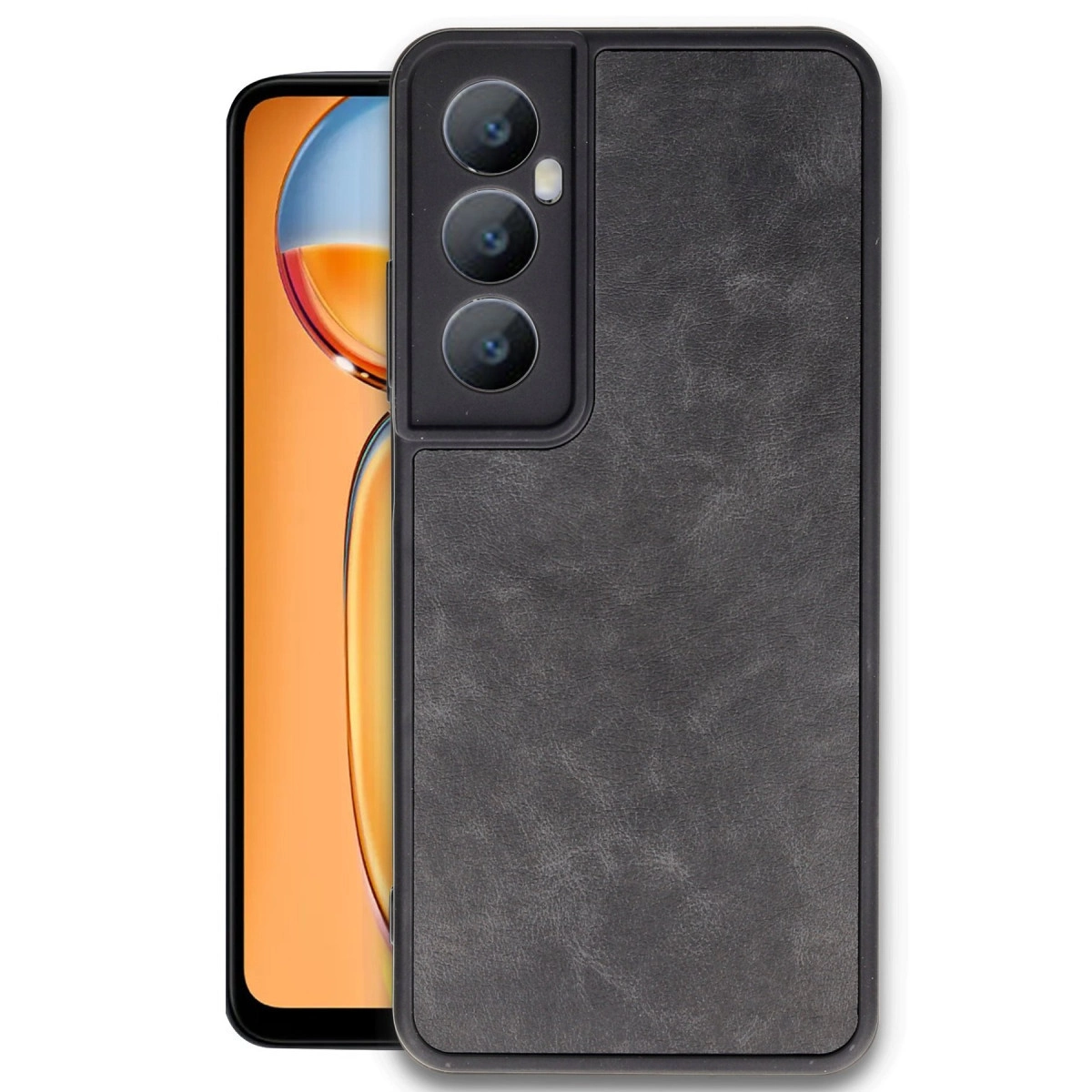 NEWFACE Realme C65 Uyumlu Aras Deri Kapak Telefon Kılıfı Siyah