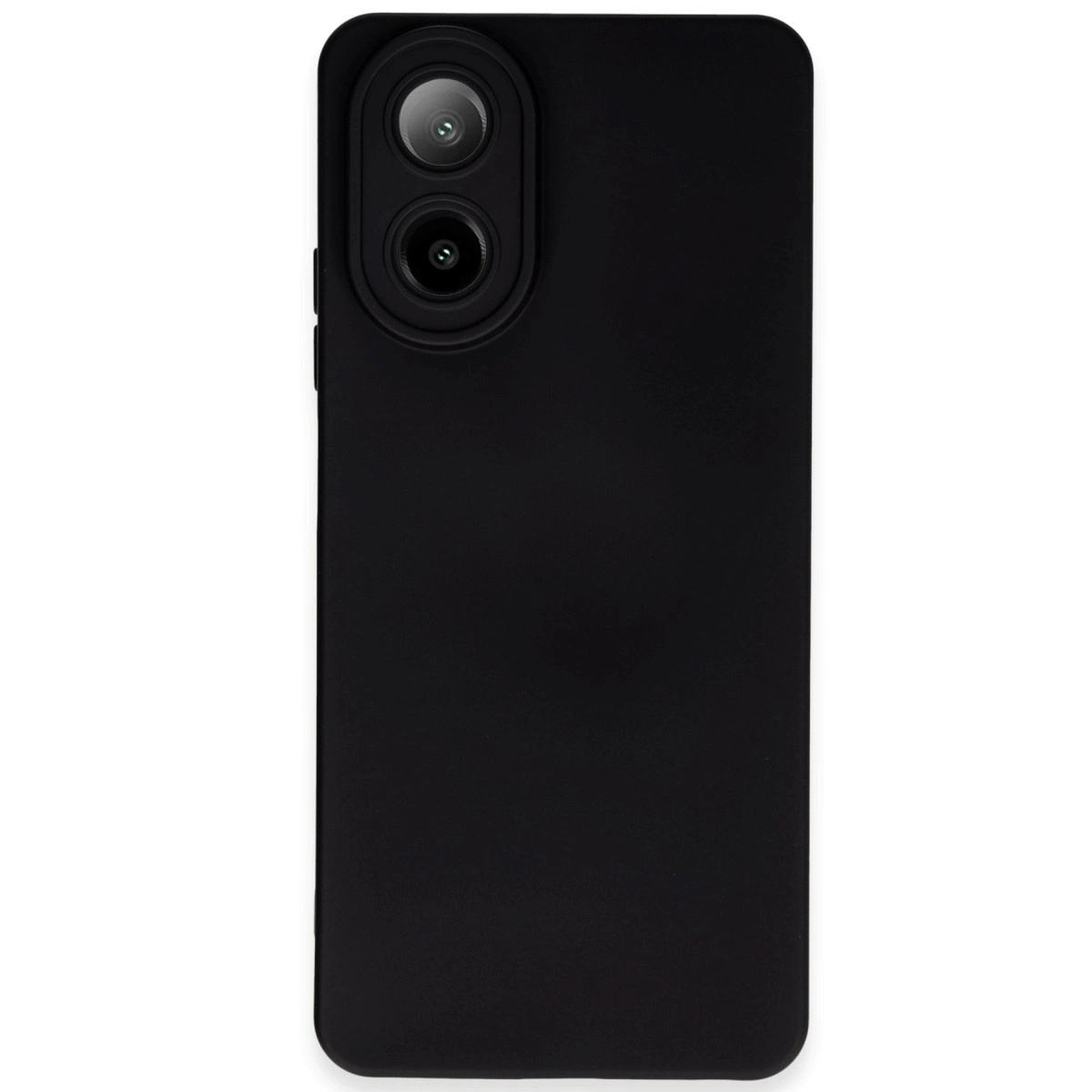 Sol üstte iki kamera lensi olan siyah telefon kılıfı.
