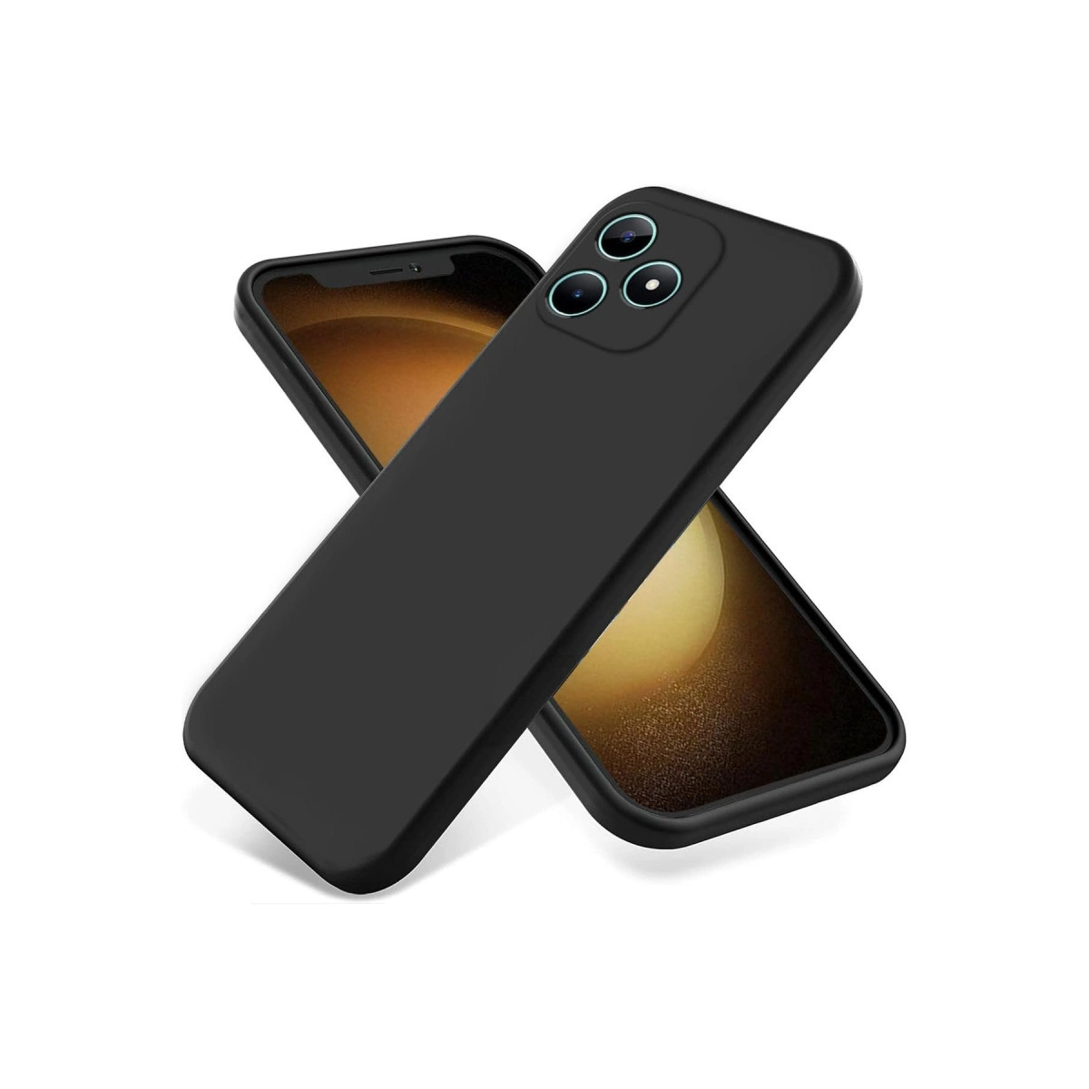 Siyah kılıflı siyah bir akıllı telefon başka bir akıllı telefonun üzerinde duruyor.
