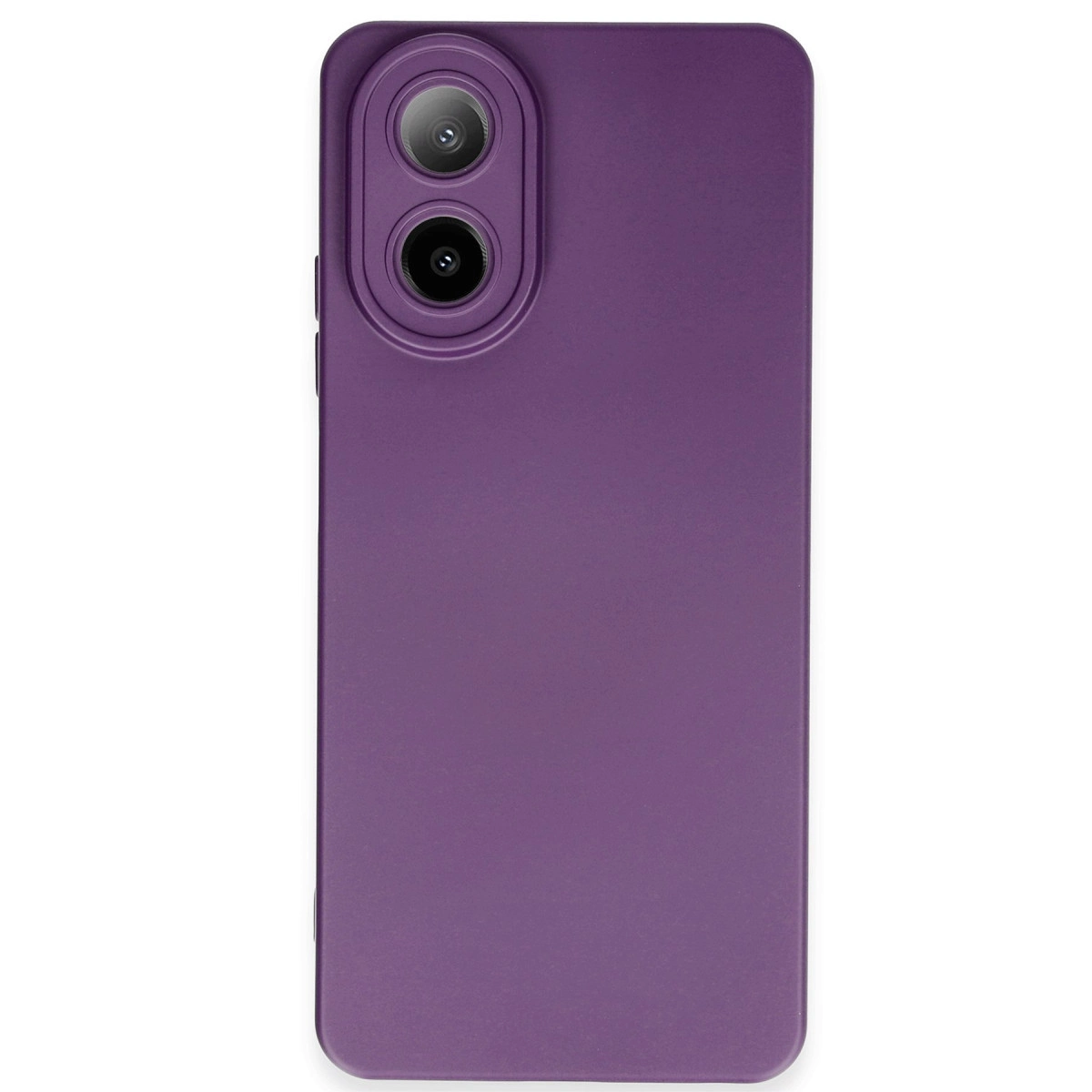 Üstte iki kamera lensli mor telefon kılıfı.