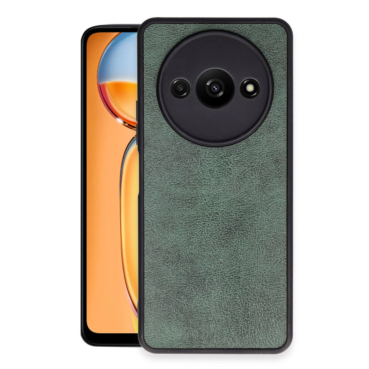 NEWFACE Xiaomi Redmi A3 4G Uyumlu Aras Deri Kapak Telefon Kılıfı Koyu Yeşil