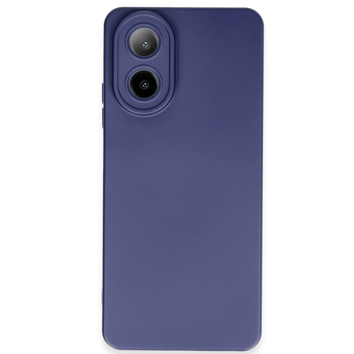Üstte dikey çift kamera modülüne sahip lacivert telefon kılıfı.