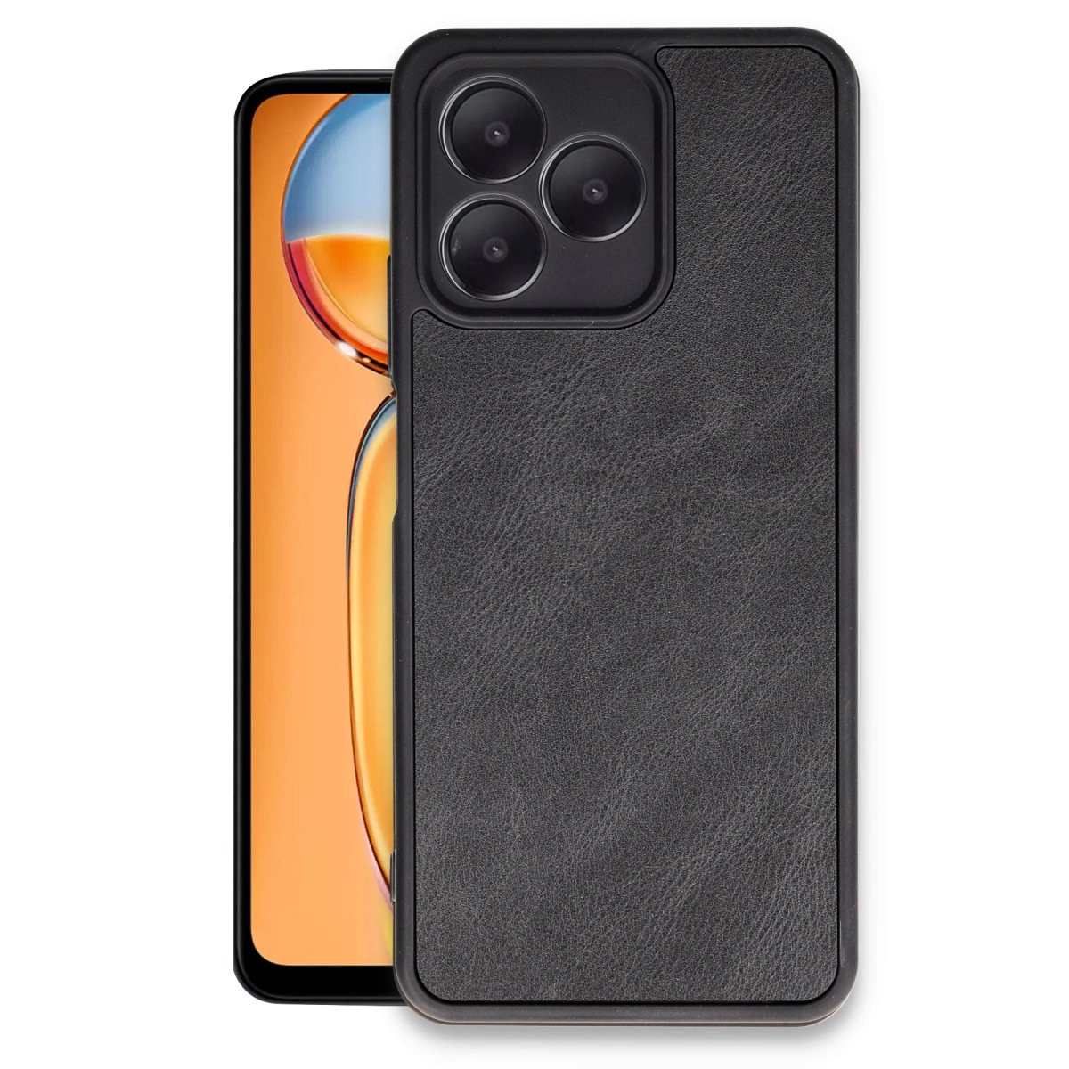 NEWFACE Realme Note 50 4G Uyumlu Aras Deri Kapak Telefon Kılıfı Siyah