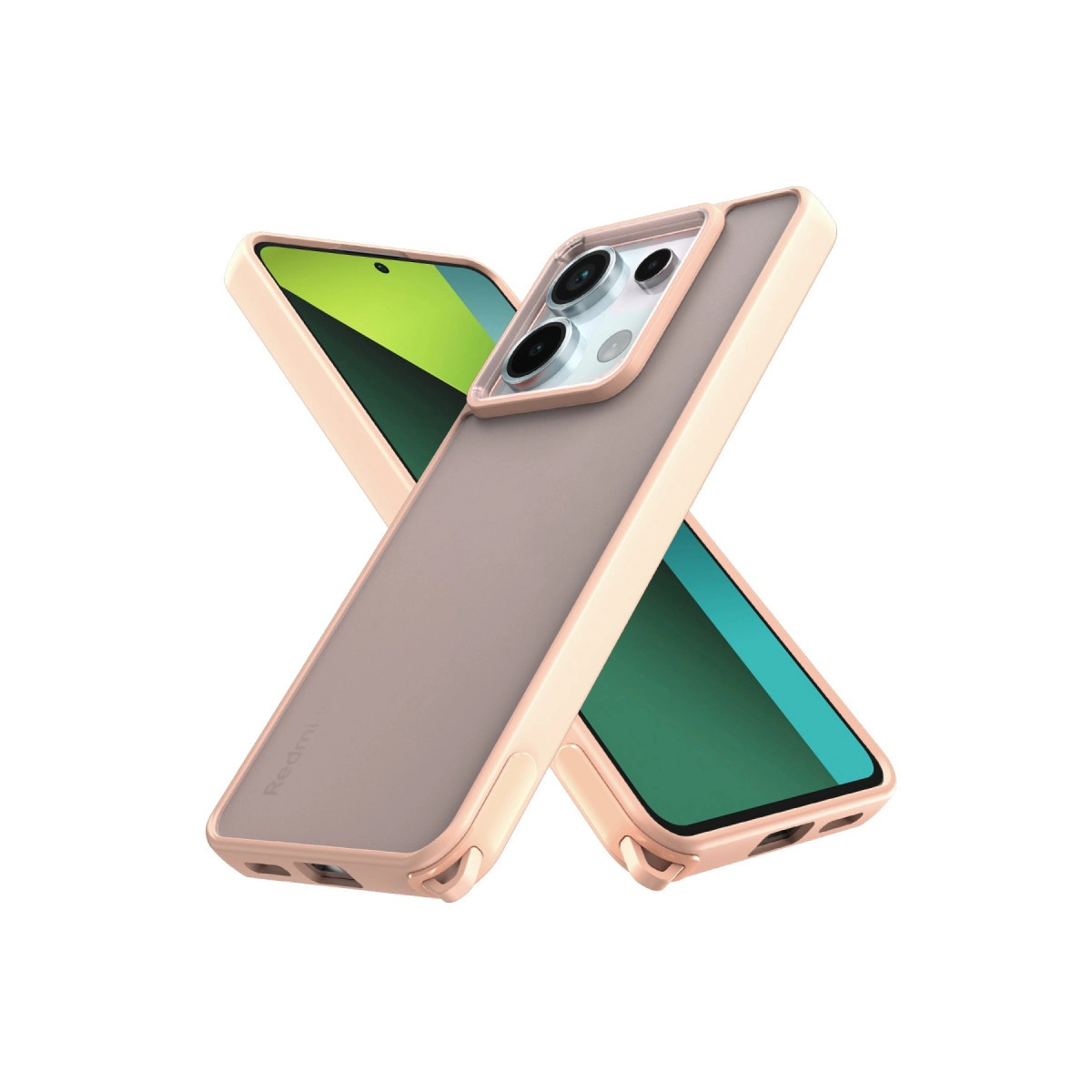 Kameralı iki pembe telefon kılıfı üst üste çaprazlanmış.