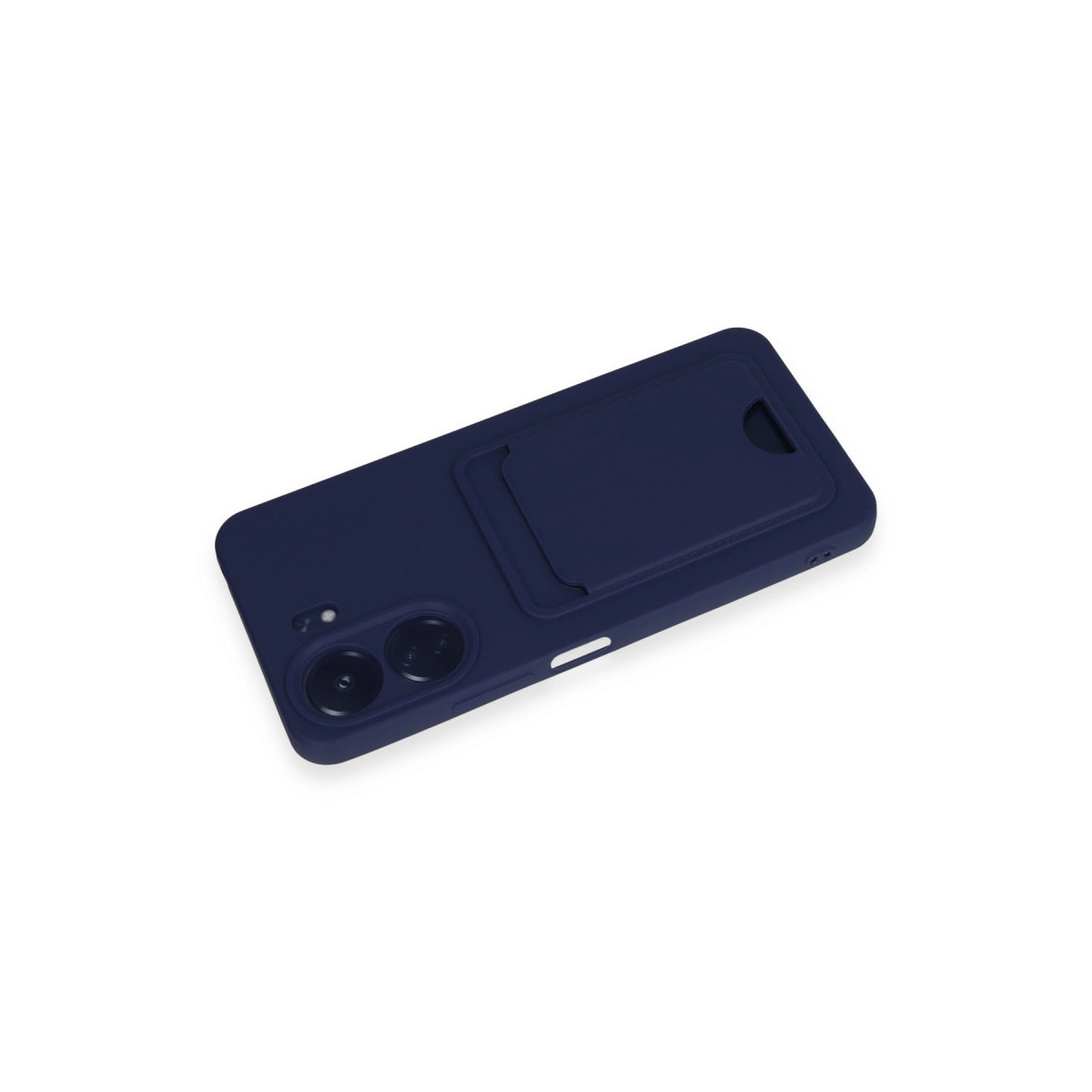Kart tutuculu ve iki kamera lensli lacivert telefon kılıfı.