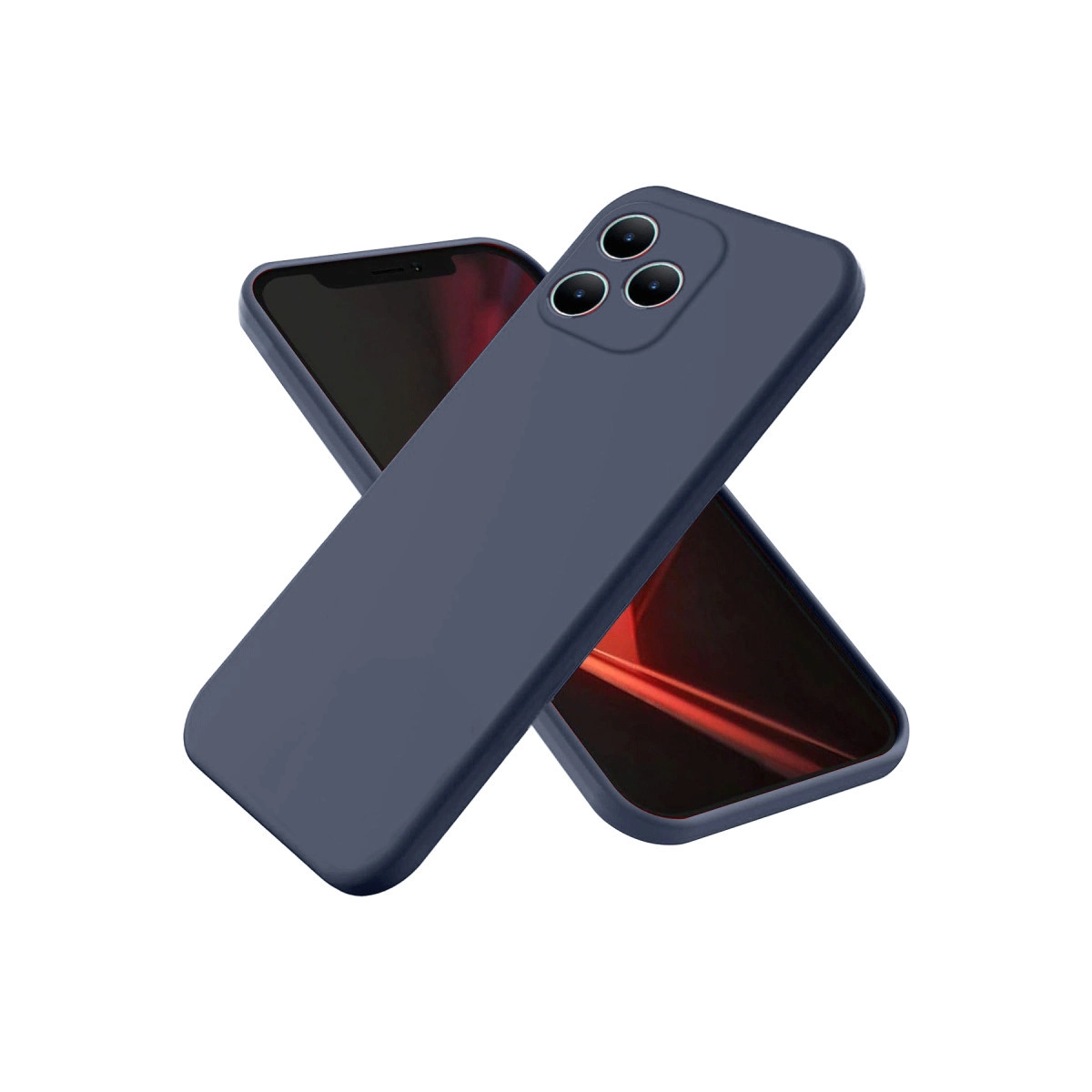 İki lacivert telefon kılıfı beyaz arka planda üst üste binmiş.