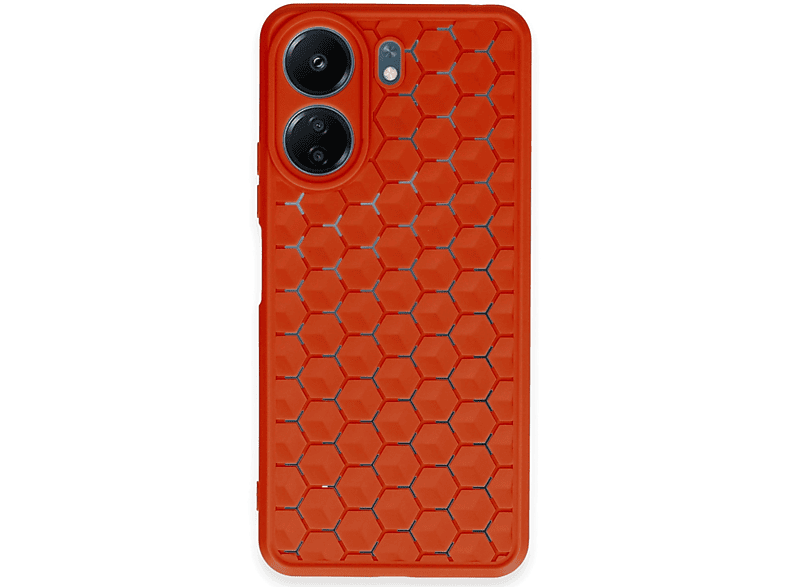 NEWFACE Xiaomi Redmi 13C Uyumlu Petek Silikon Kapak Telefon Kılıfı Kırmızı
