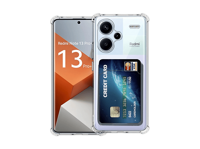 NEWFACE Xiaomi Redmi Note 13 Pro Plus Uyumlu Kart Şeffaf Silikon Telefon Kılıfı Şeffaf
