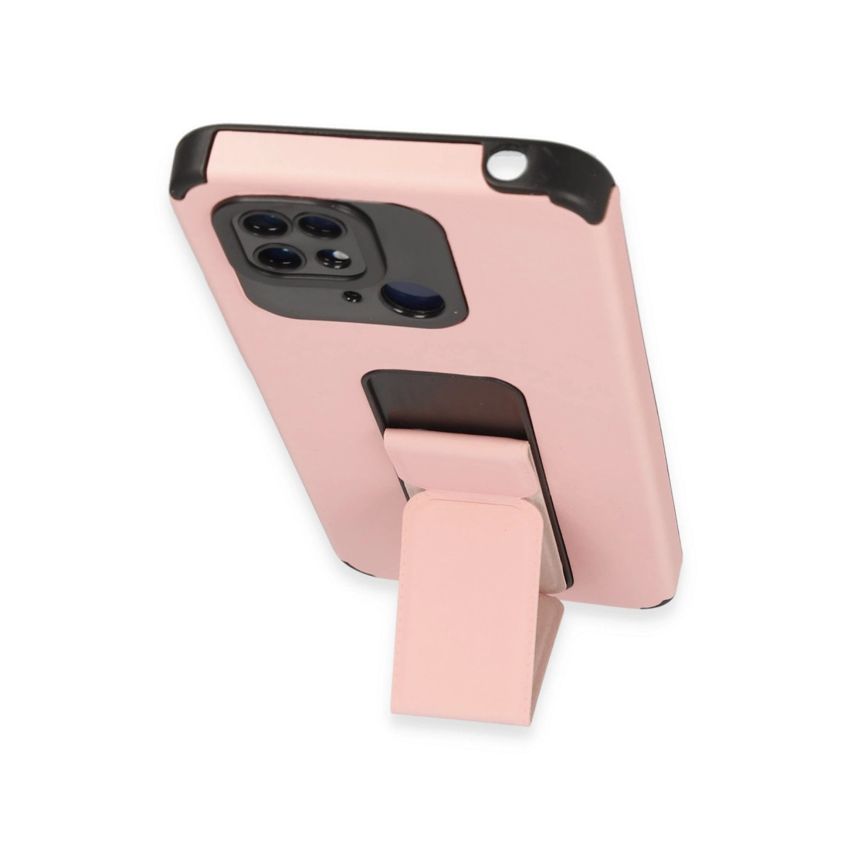 Entegre stantlı pembe telefon kılıfı.