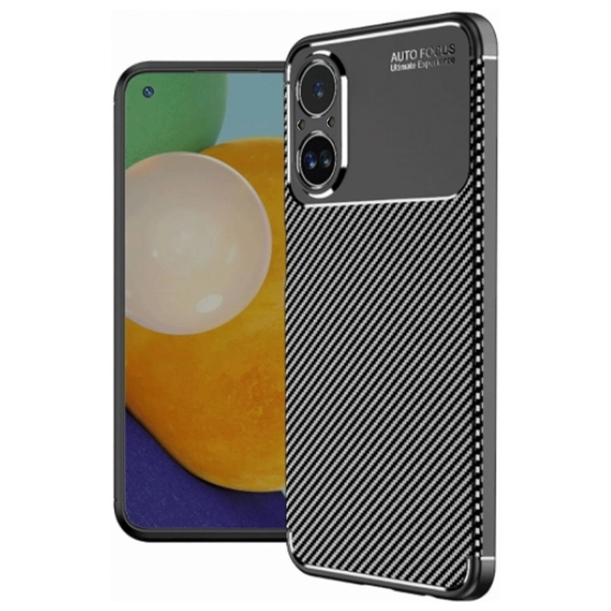 NEWFACE Realme 12 Lite Uyumlu Auto Focus Karbon Kapak Telefon Kılıfı Siyah