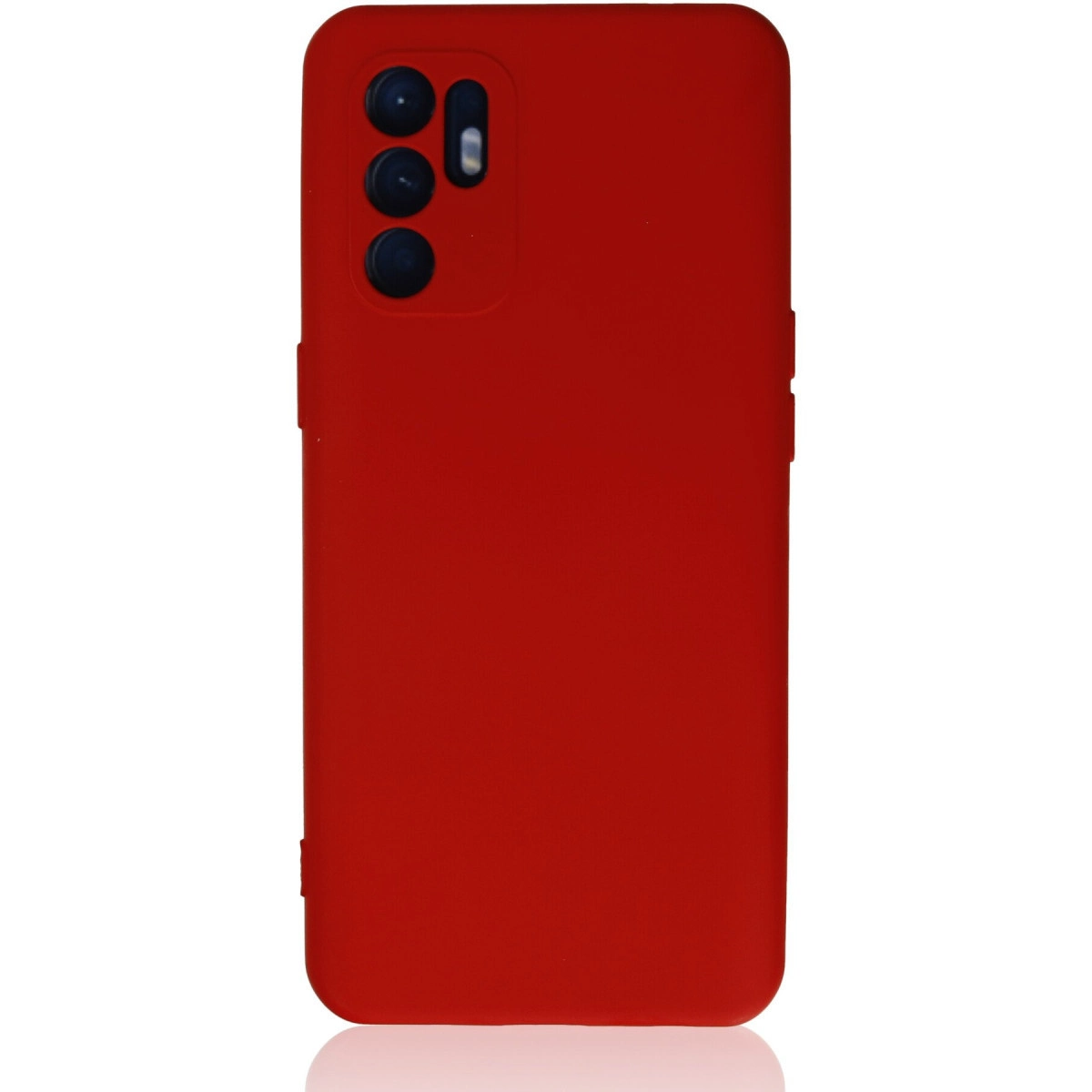 NEWFACE Oppo Reno 6 Uyumlu Nano İçi Kadife Silikon Telefon Kılıfı Kırmızı
