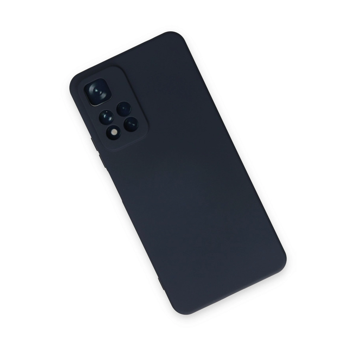 Dört kamera lensli koyu mavi telefon kılıfı.