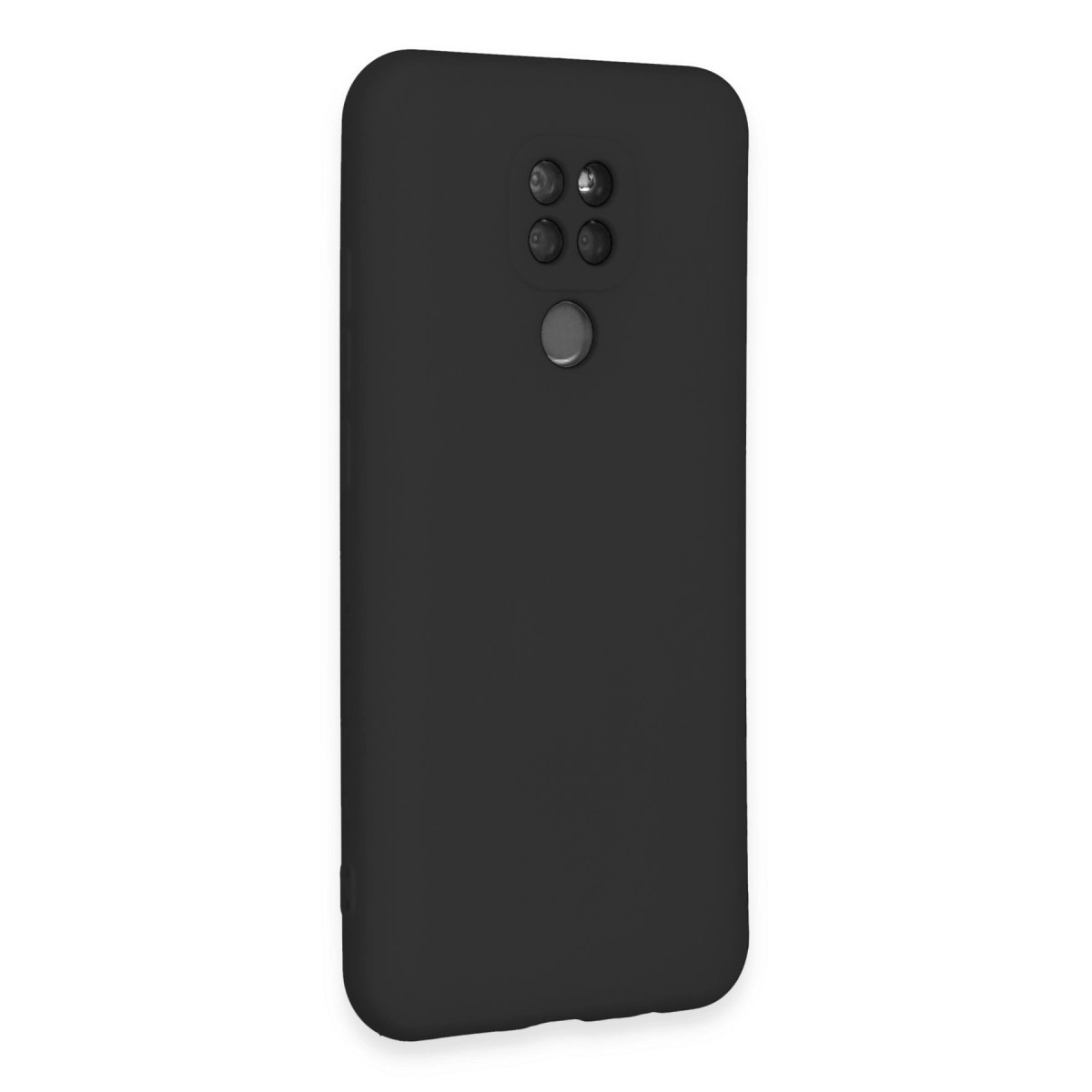 Dörtlü kamera ve parmak izi sensörlü siyah telefon kılıfı.