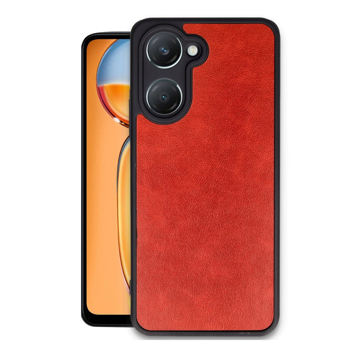 NEWFACE Vivo Y18 Uyumlu Aras Deri Kapak Telefon Kılıfı Kırmızı