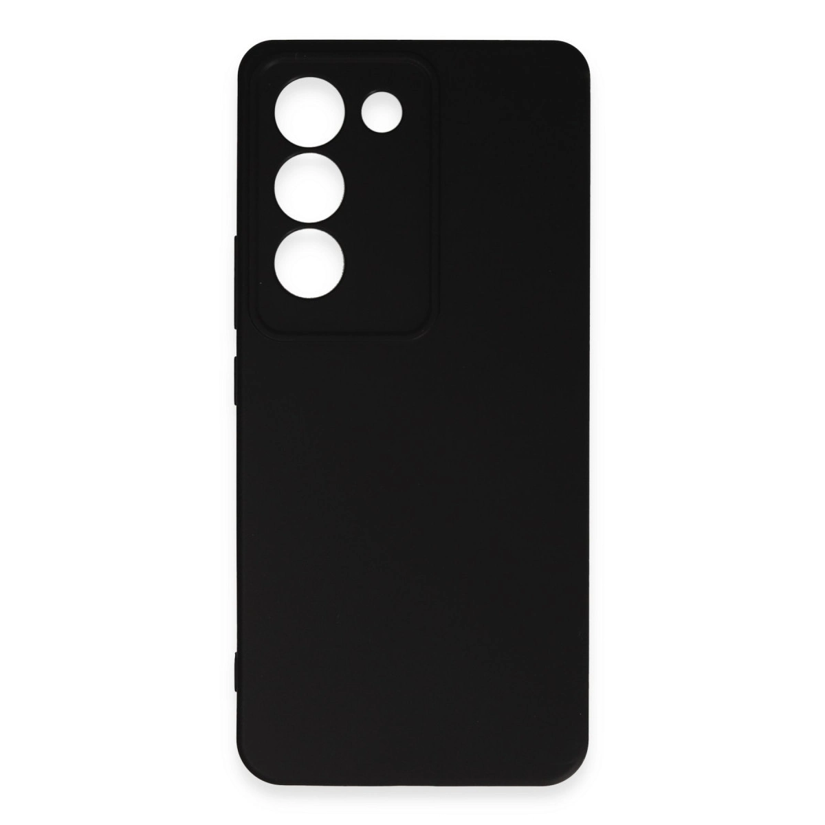 Dört arka kamera için kesikli siyah telefon kılıfı.